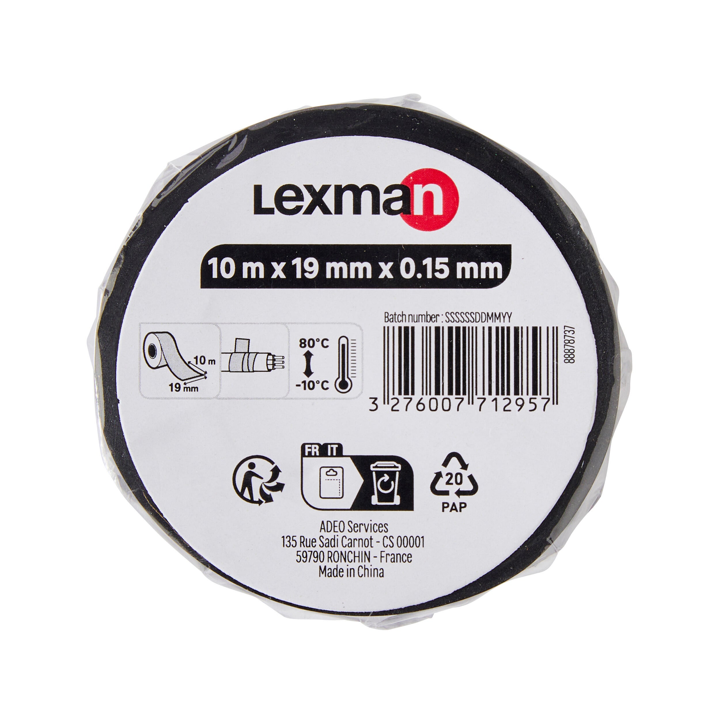 Ruban isolant L.10 m l.19 mm noir LEXMAN - 4