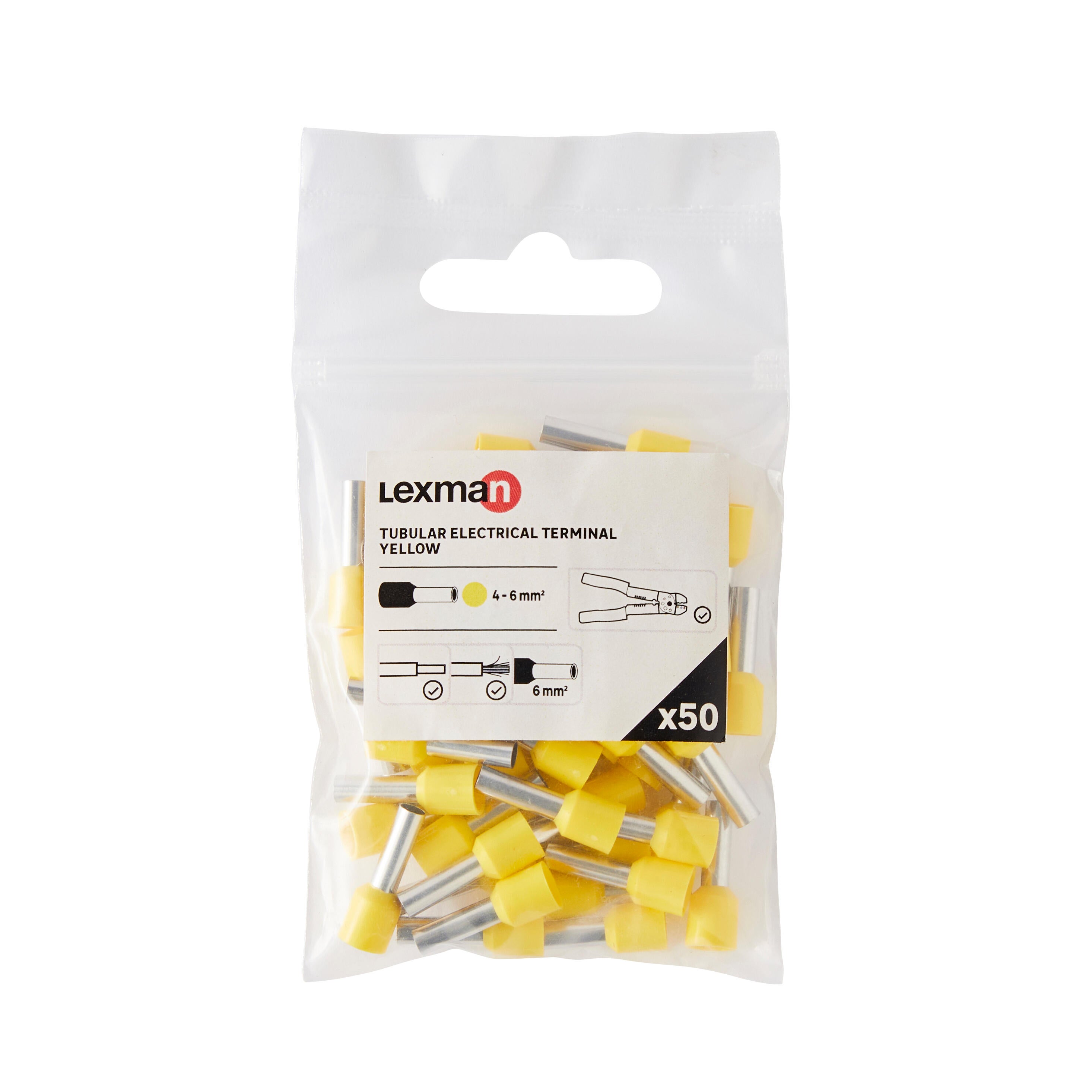 50 Ponteiras isoladas 6MM2 AMARELO LEXMAN - 7