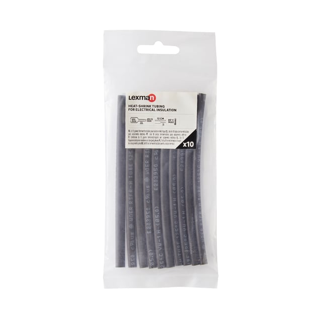 Guaina termorestringente LEXMAN nero  Ø 5 mm  Ø 5 mm, 10 pezzi