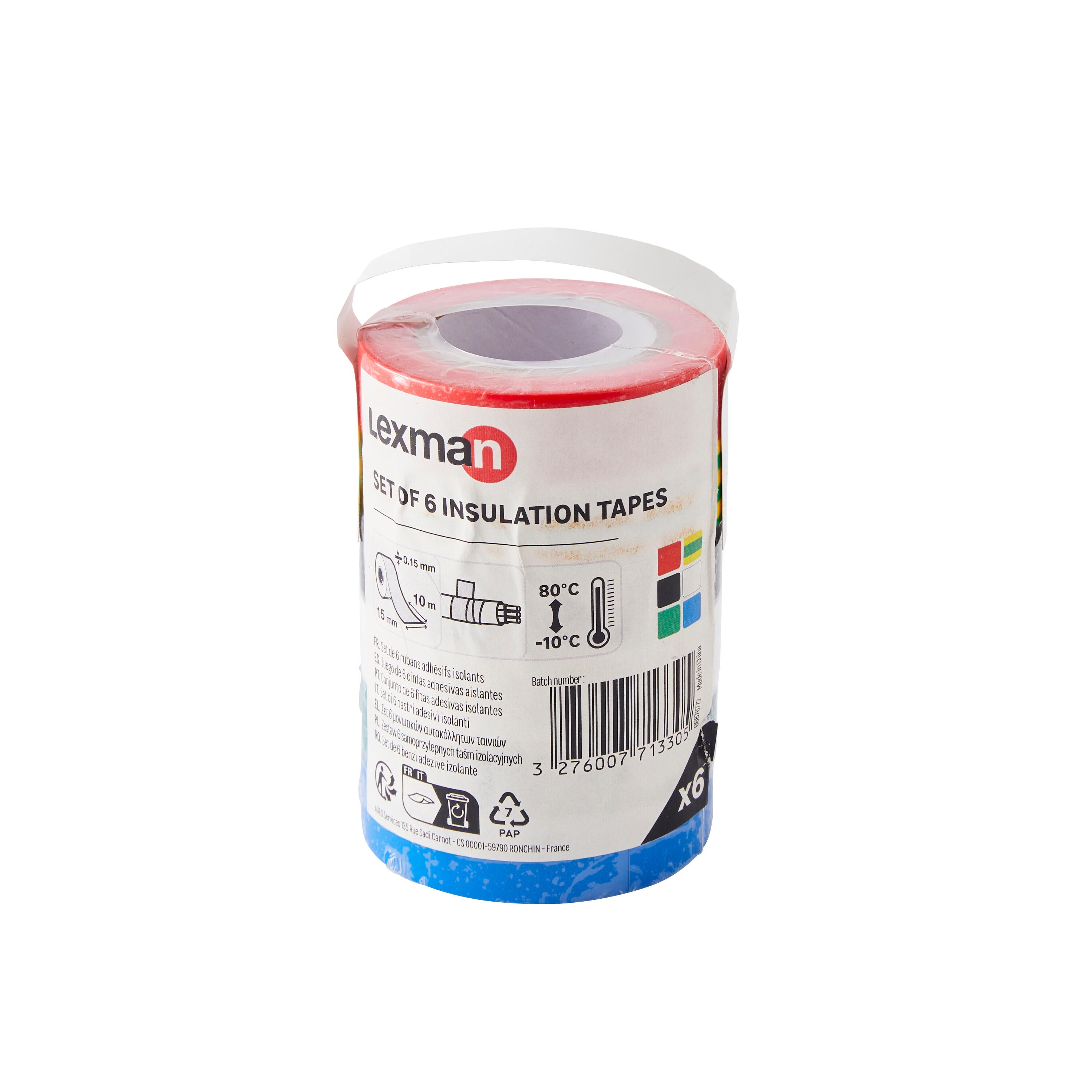Lot de 6 rubans isolants L.10 m l.15 mm multicouleur LEXMAN - 4