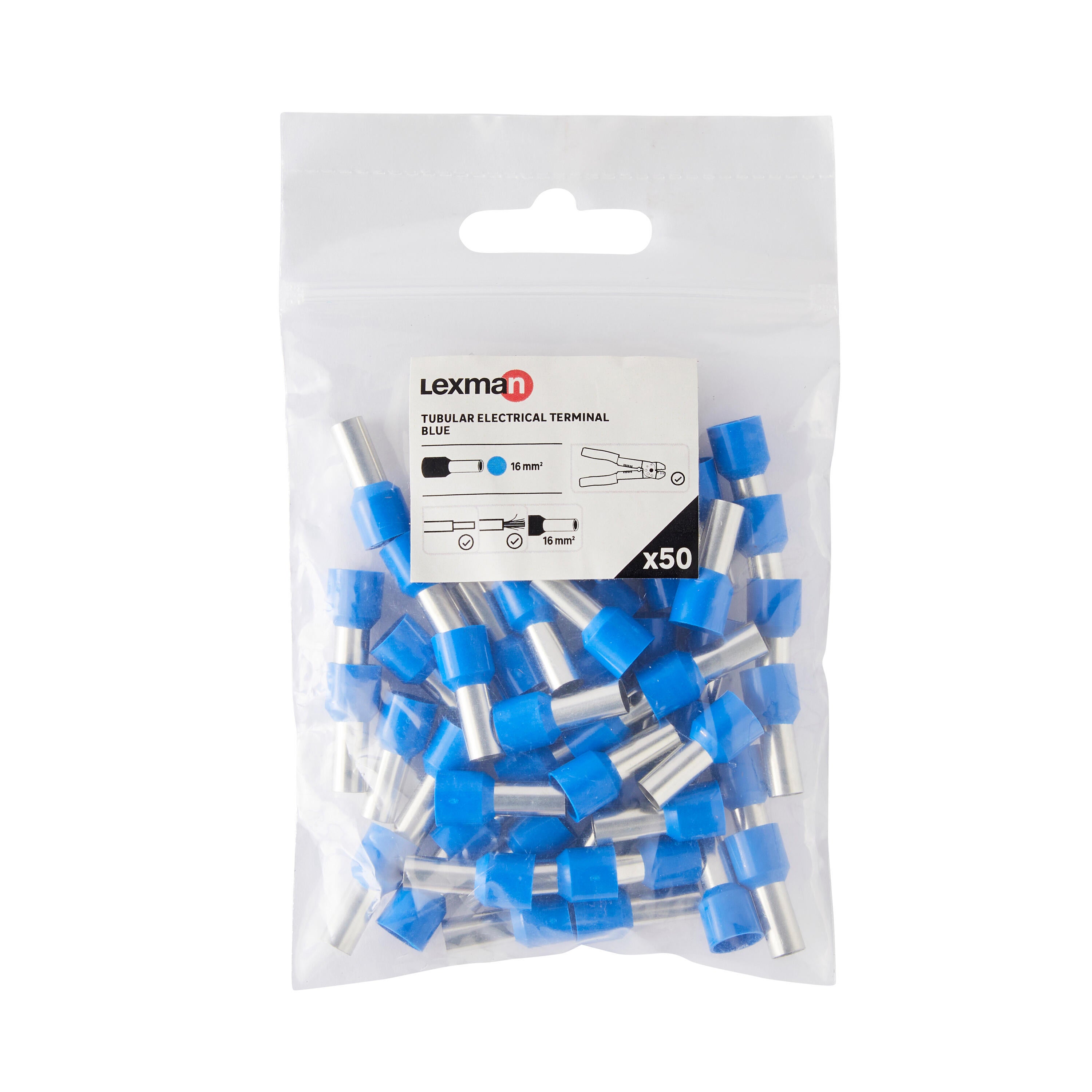 50 terminales punta hueca 16mm lexman - 9