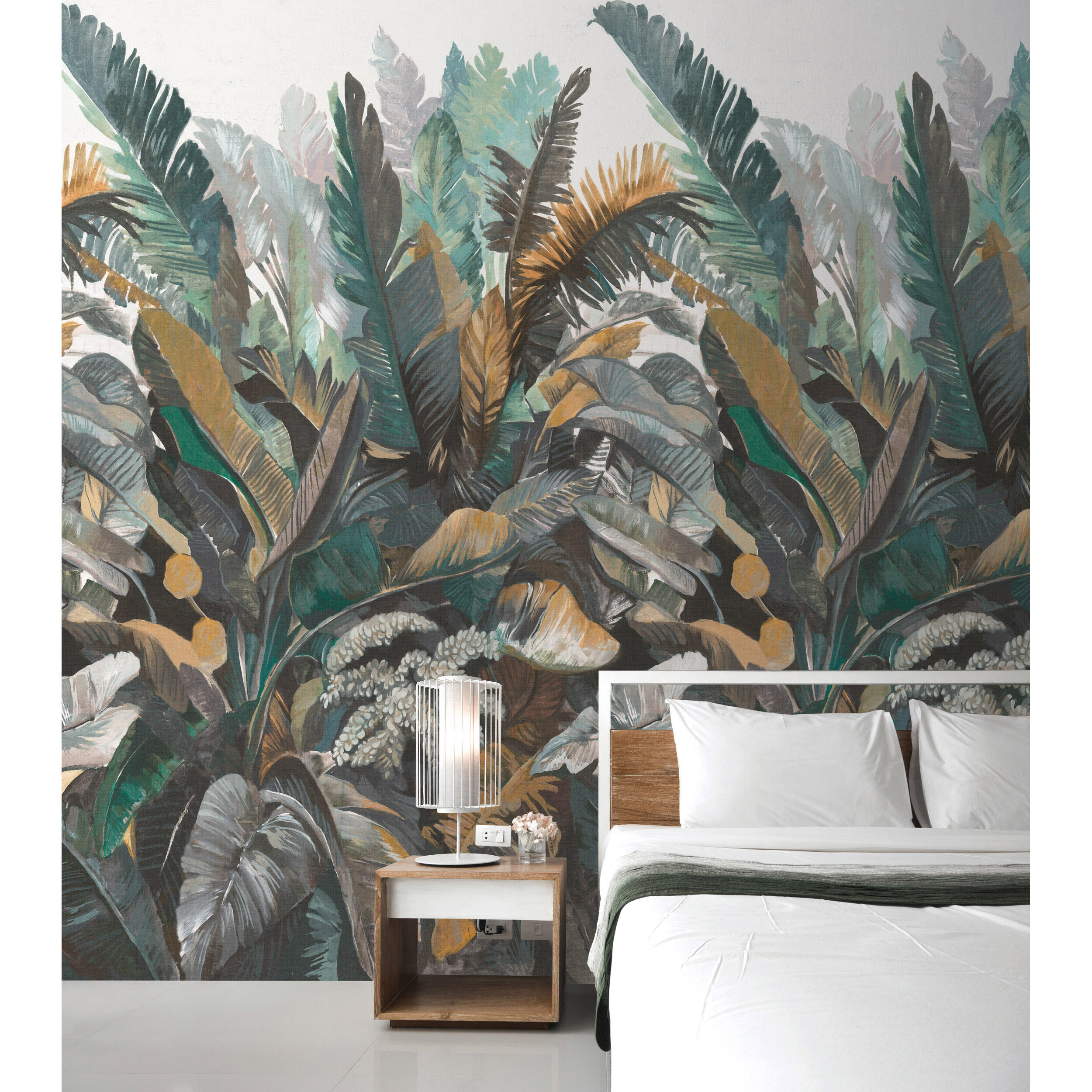 Tapeta panoramiczna The Wall Liście zielono-brązowa 159 x 280 cm