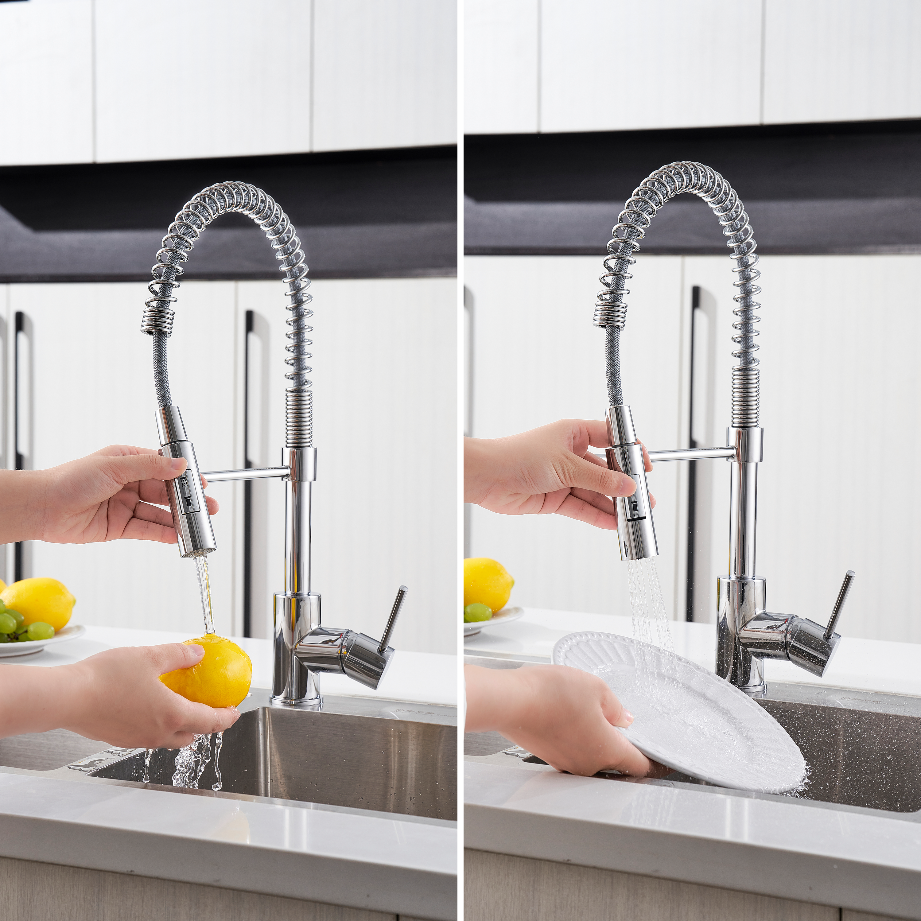 Torneira de bancada cano alto escovado em níquel cromada Delinia Tomas - 2