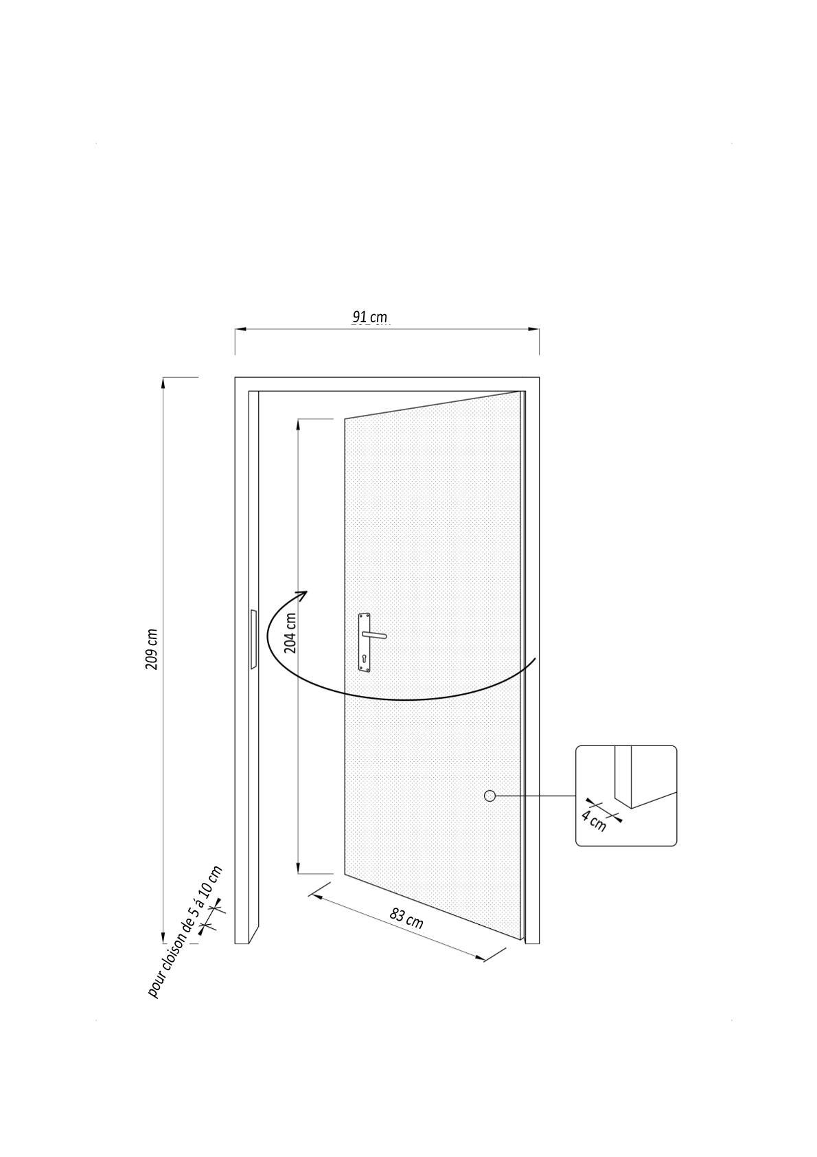 Bloc-porte fin de chantier épicéa Anna 204 x 83cm, poussant droit - 9