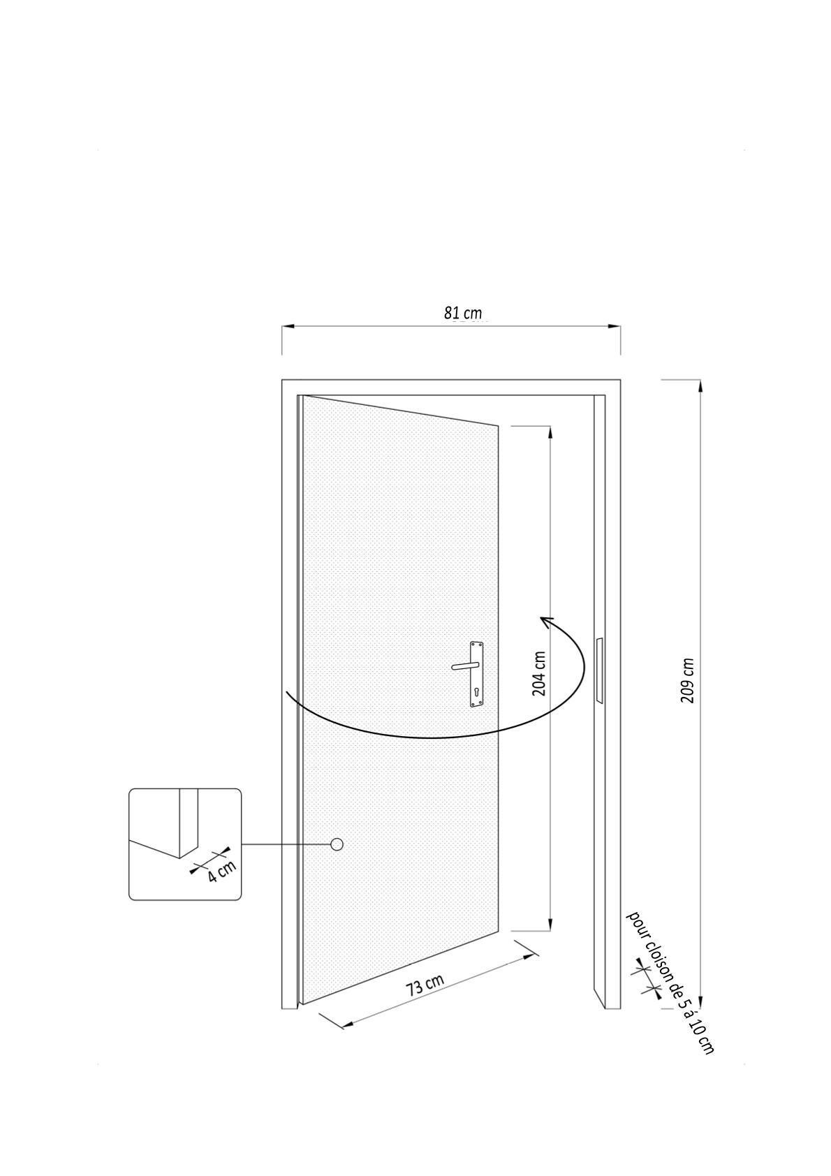 Bloc-porte fin de chantier épicéa Anna 204 x 73cm, poussant gauche - 9
