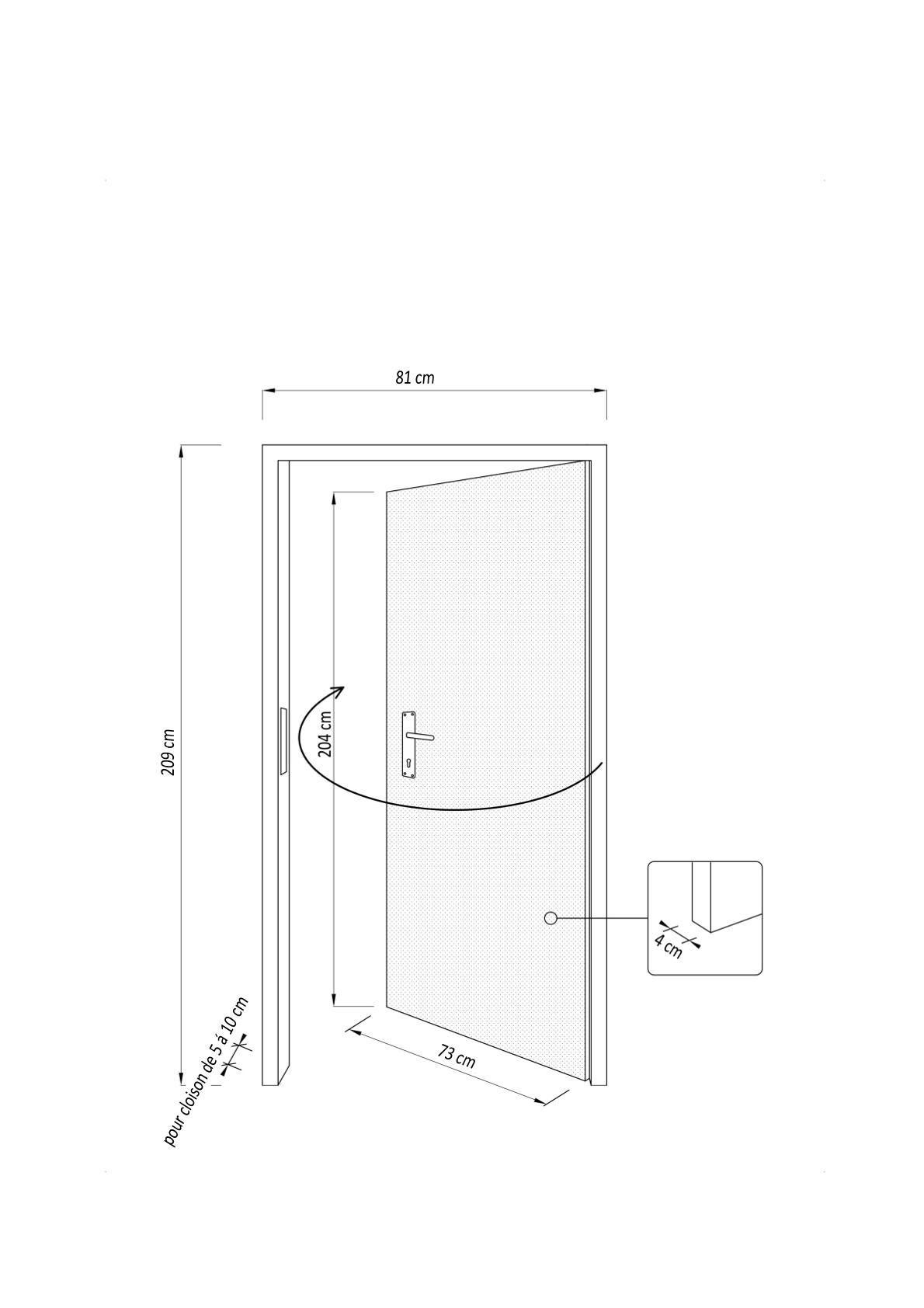 Bloc-porte fin de chantier épicéa Anna 204 x 73cm, poussant droit - 9