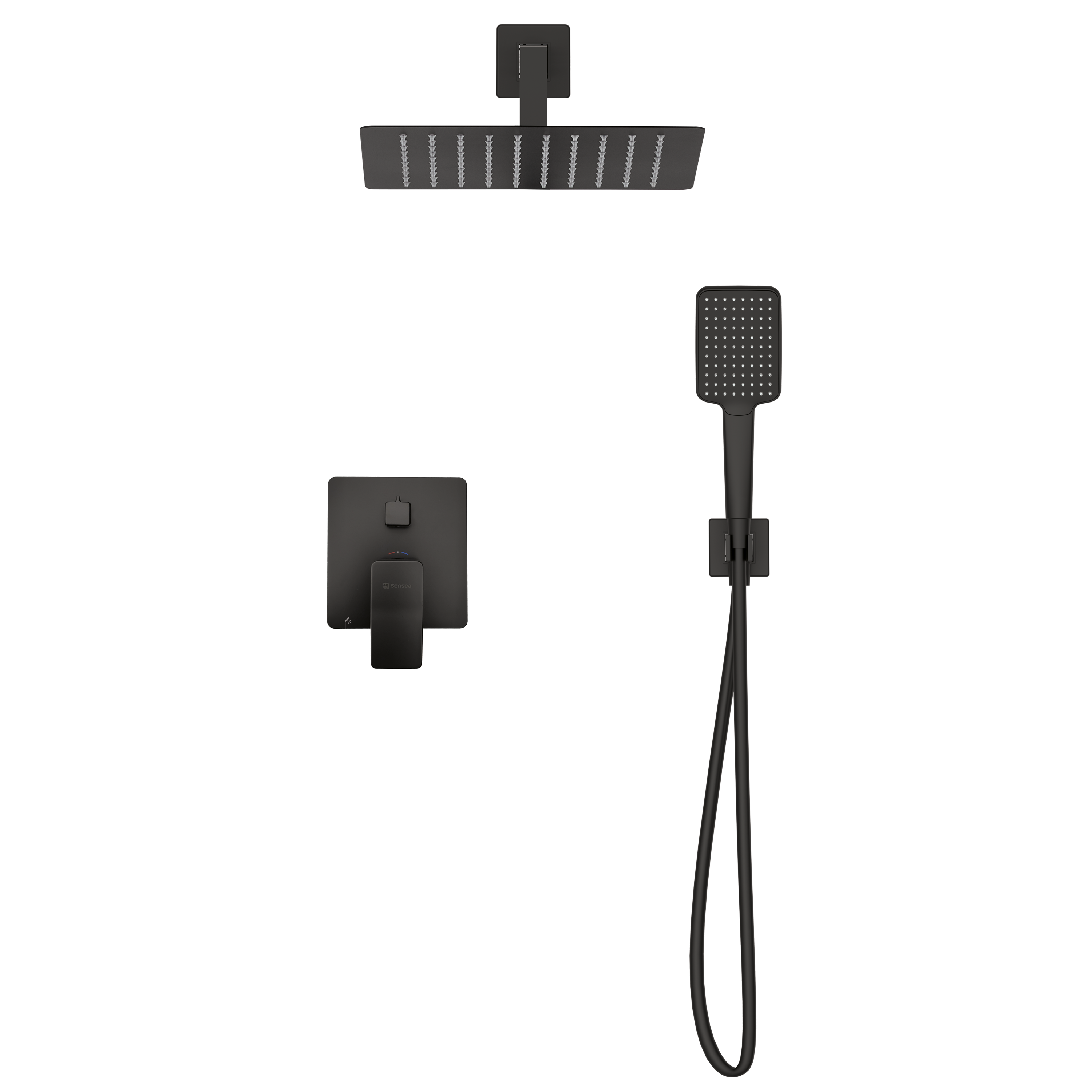 Kit de duche de encastre quadrado preto Sensea Studio - 2