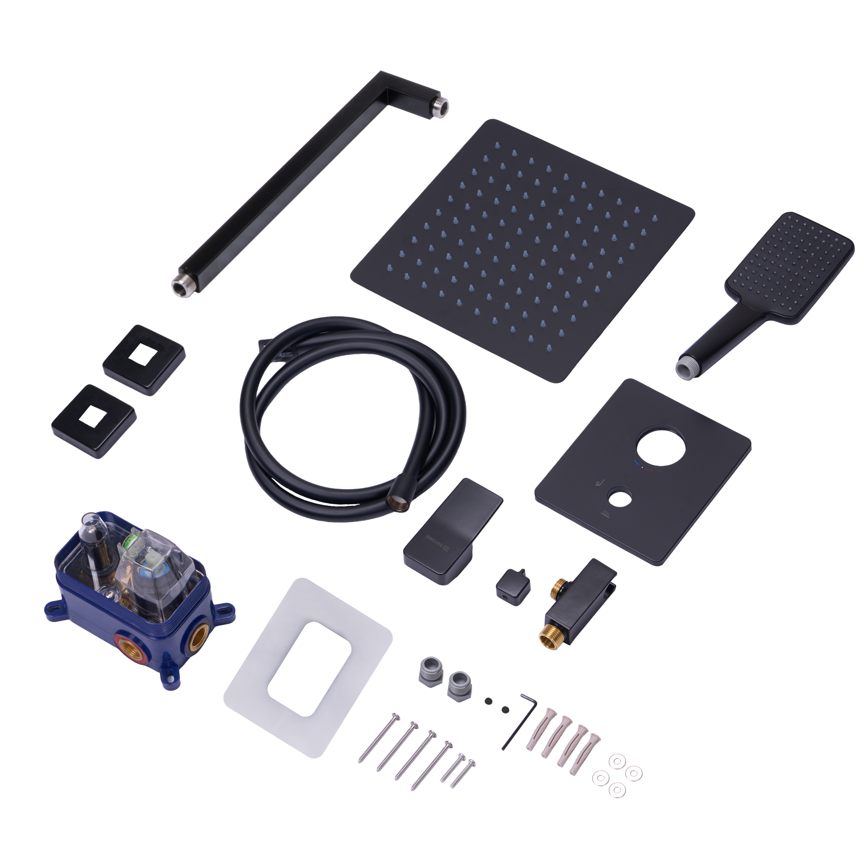 Kit de duche de encastre quadrado preto Sensea Studio - 9