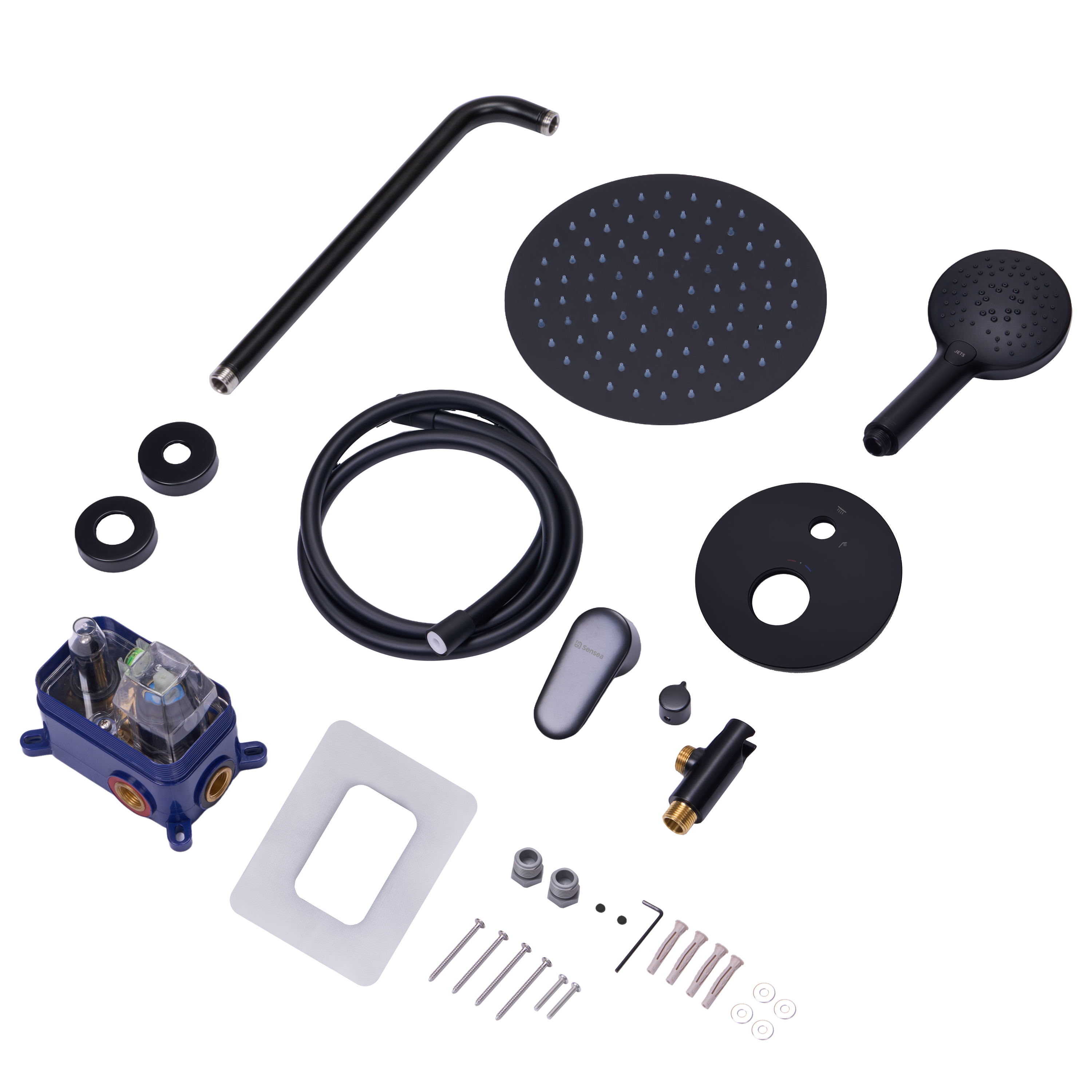 Kit de duche de encastre redondo preto Sensea Icone - 11