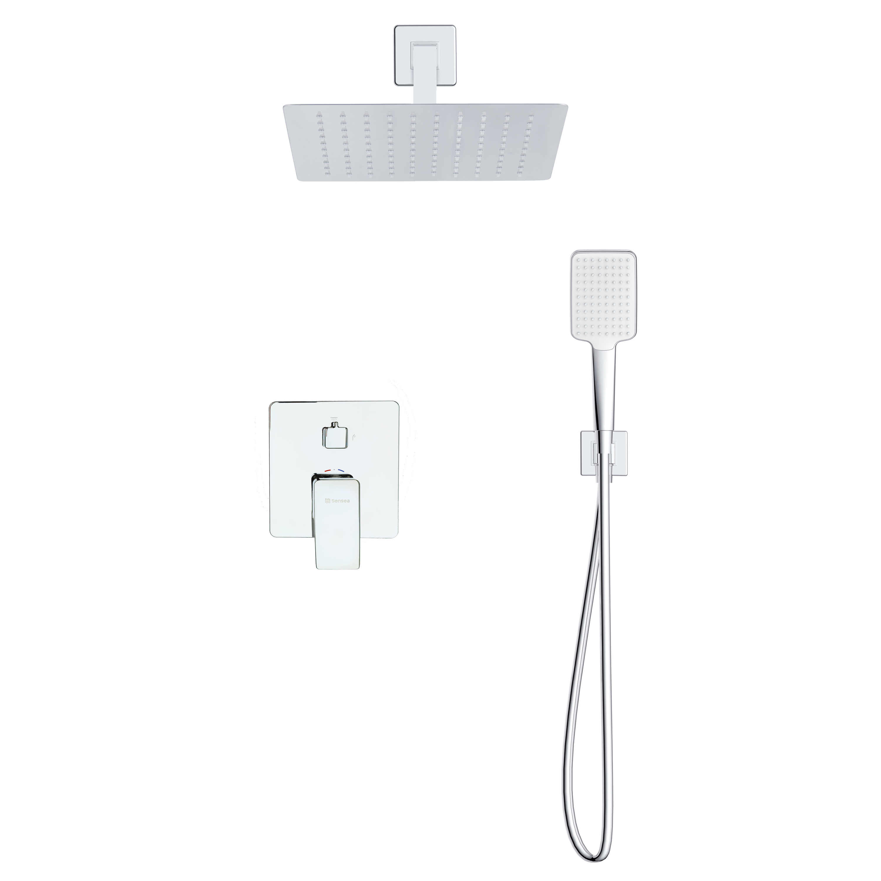 coluna de duche de embutur para parede quadrado cromado Sensea - 14