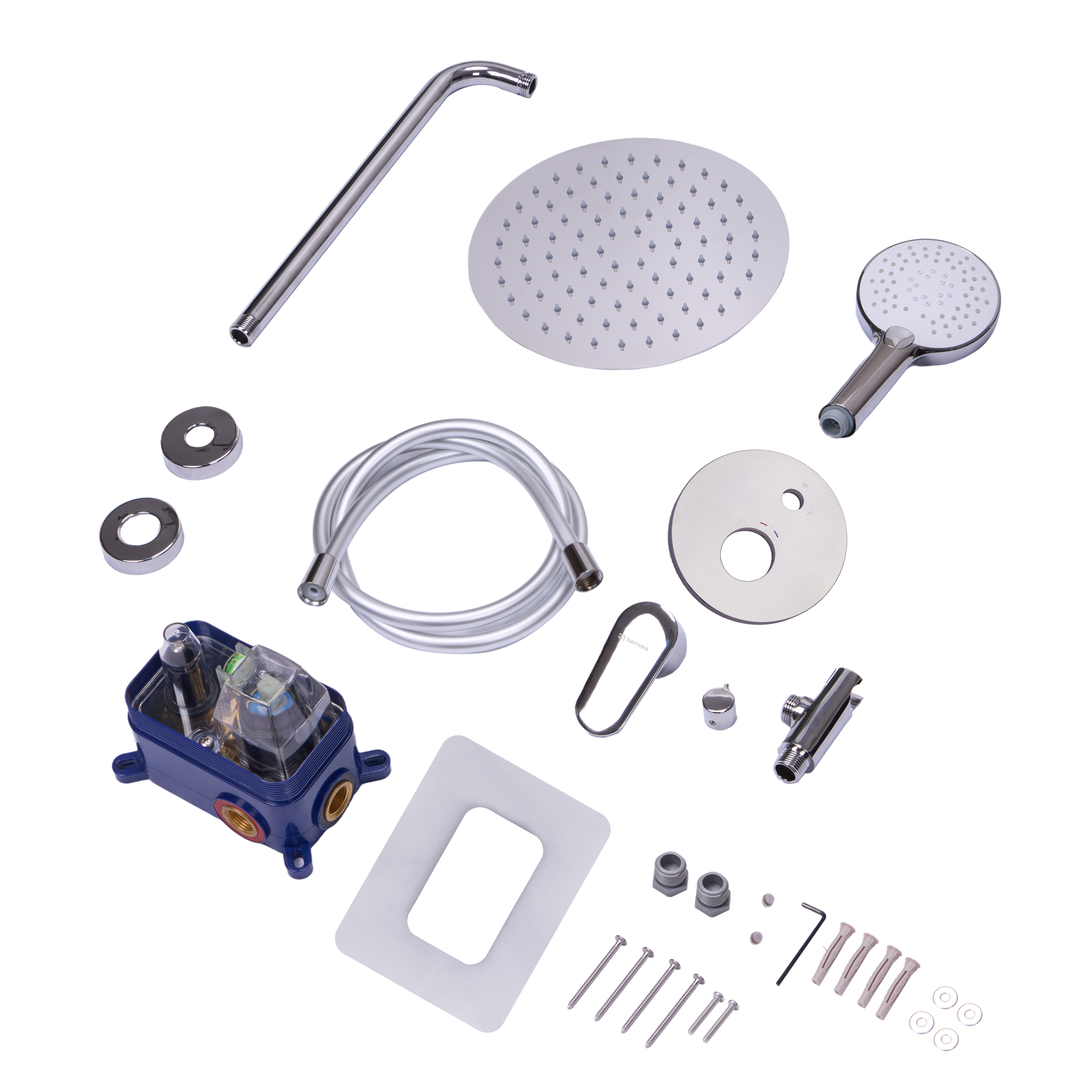 Kit de duche de encastrar para parede redondo cromado Sensea - 11