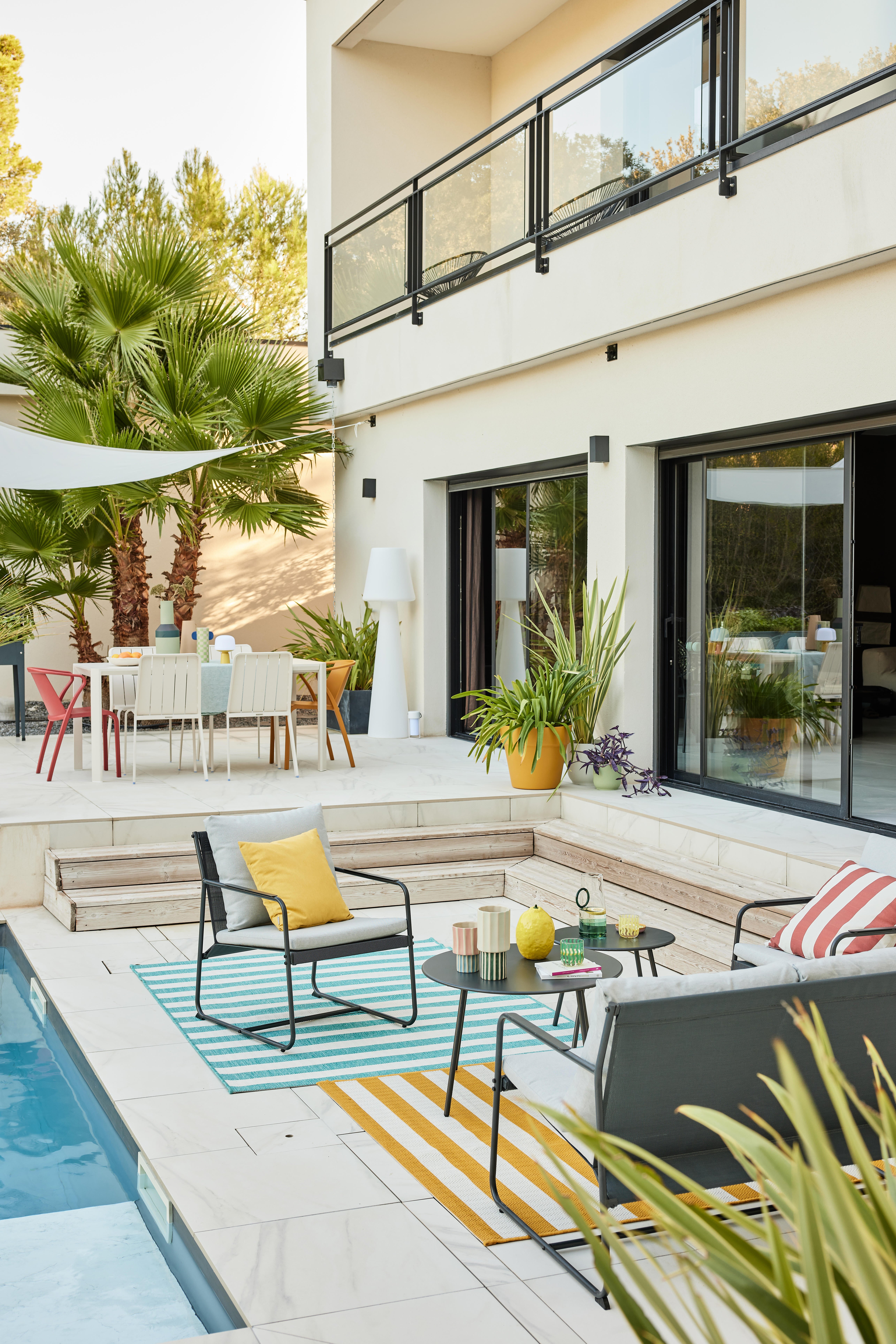 Voile d'ombrage triangulaire blanc gardenia L.300 x l.300 cm - 5