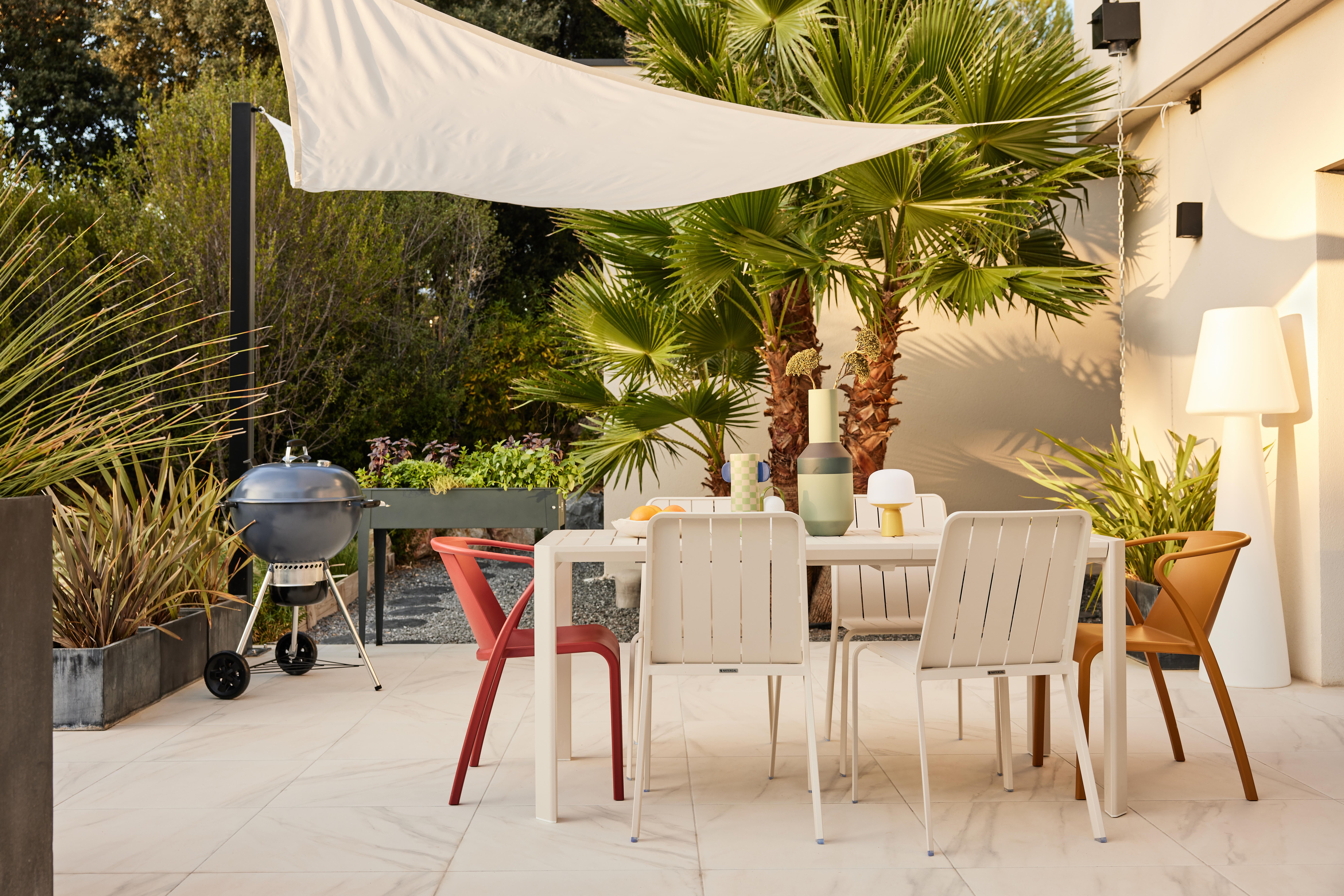 Voile d'ombrage triangulaire blanc gardenia L.300 x l.300 cm - 4