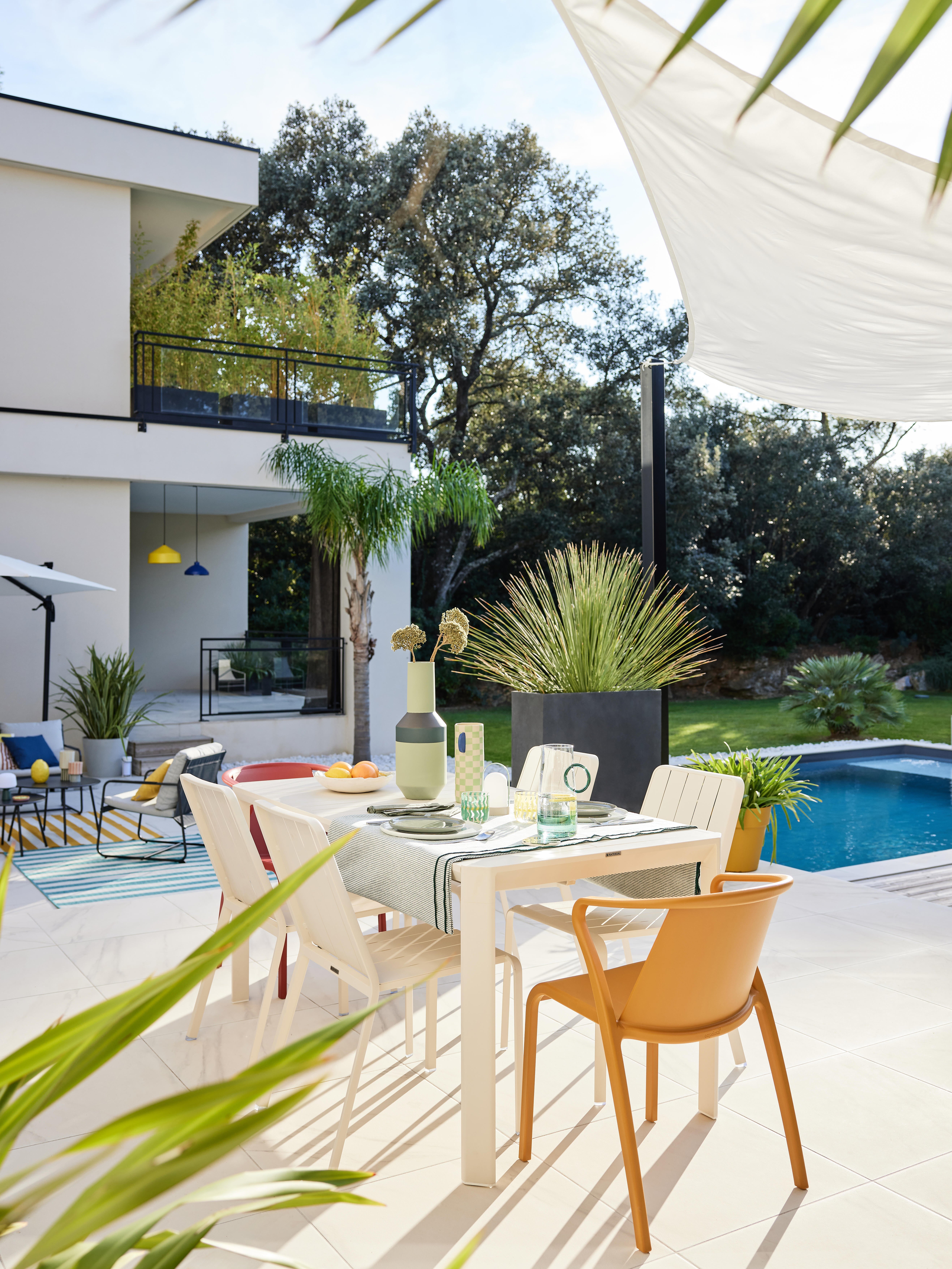 Voile d'ombrage triangulaire blanc gardenia L.300 x l.300 cm - 2