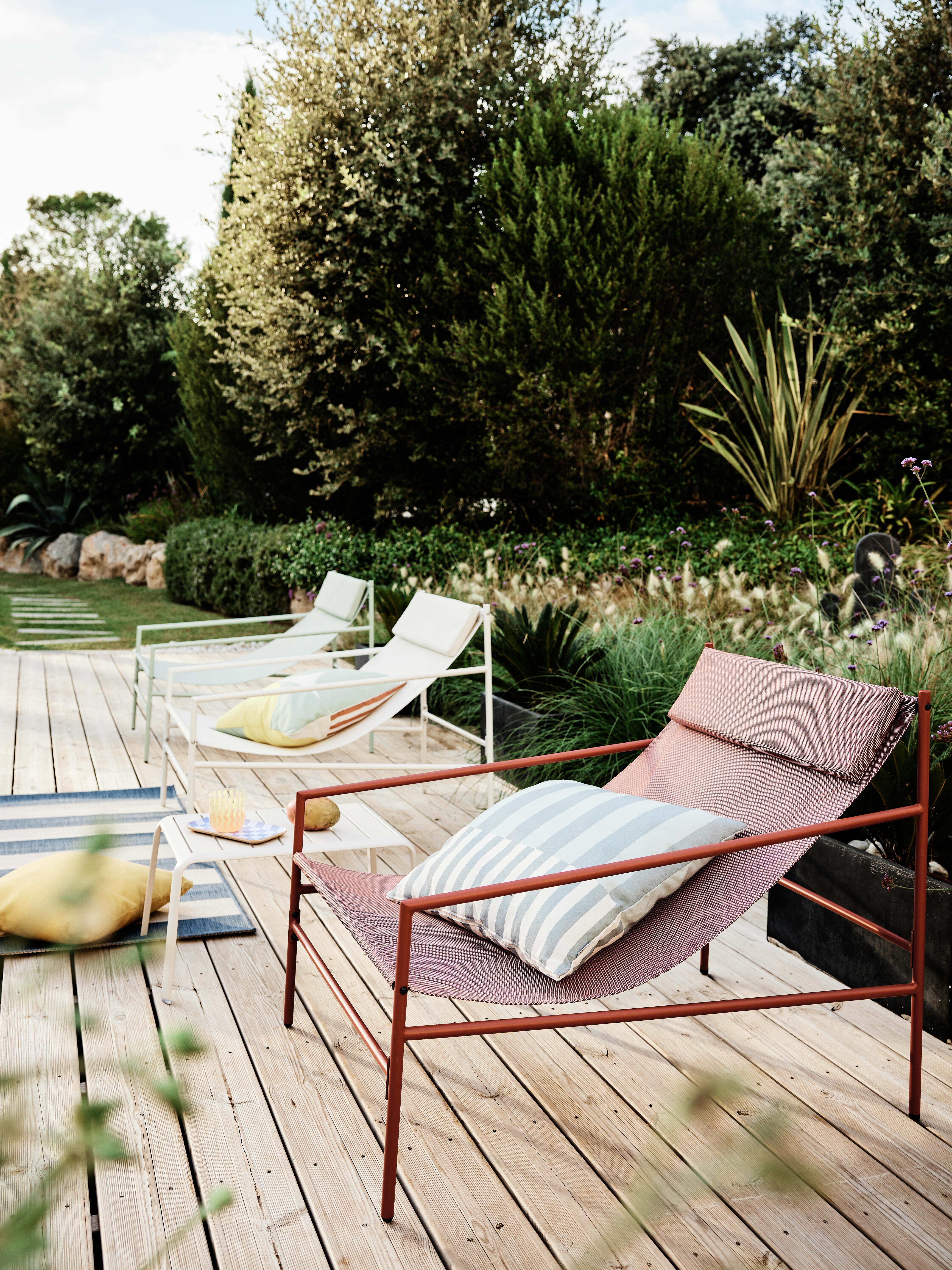 Fauteuil relax en acier et textilène blanc Rio NATERIAL - 5