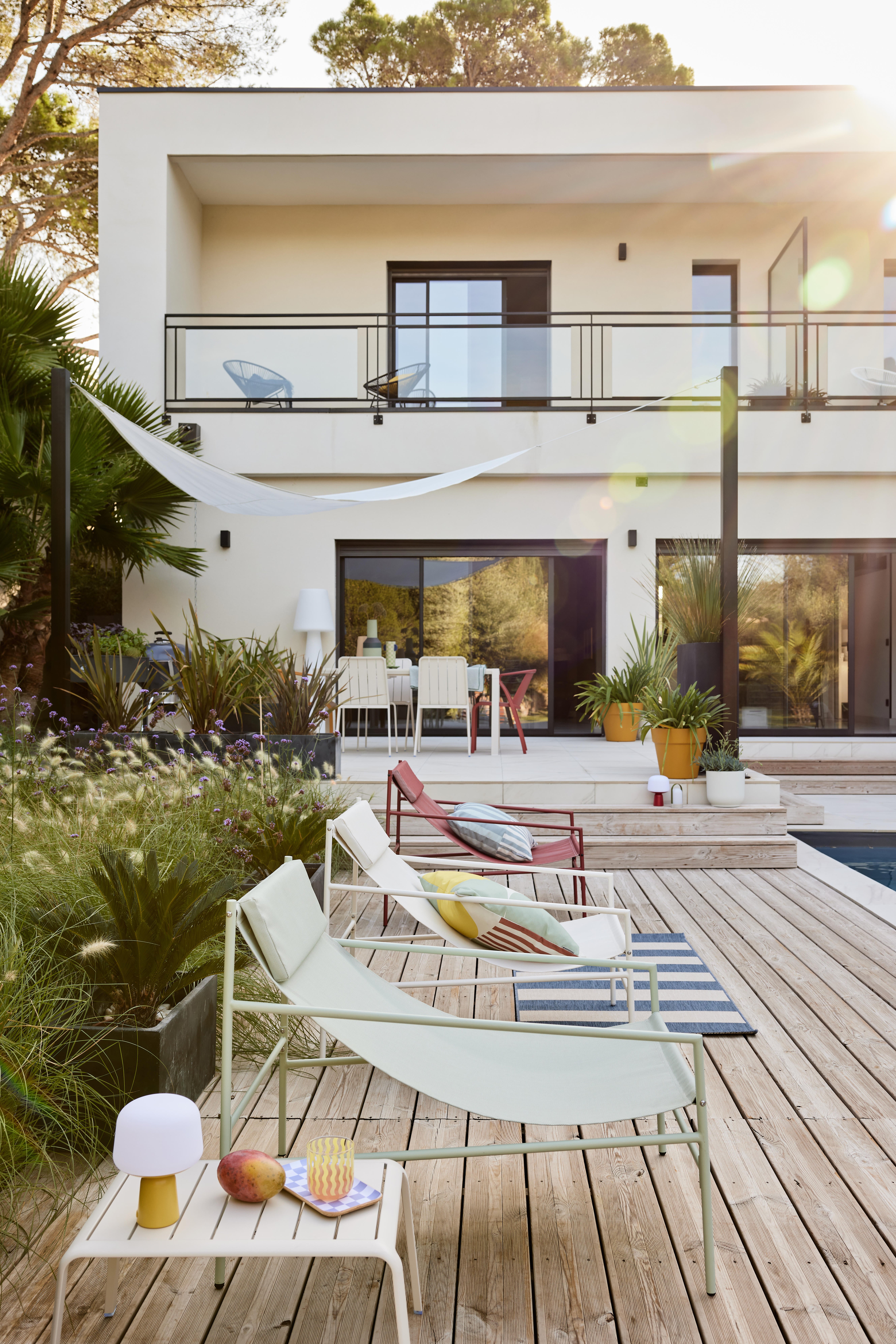 Fauteuil relax en acier et textilène blanc Rio NATERIAL - 4