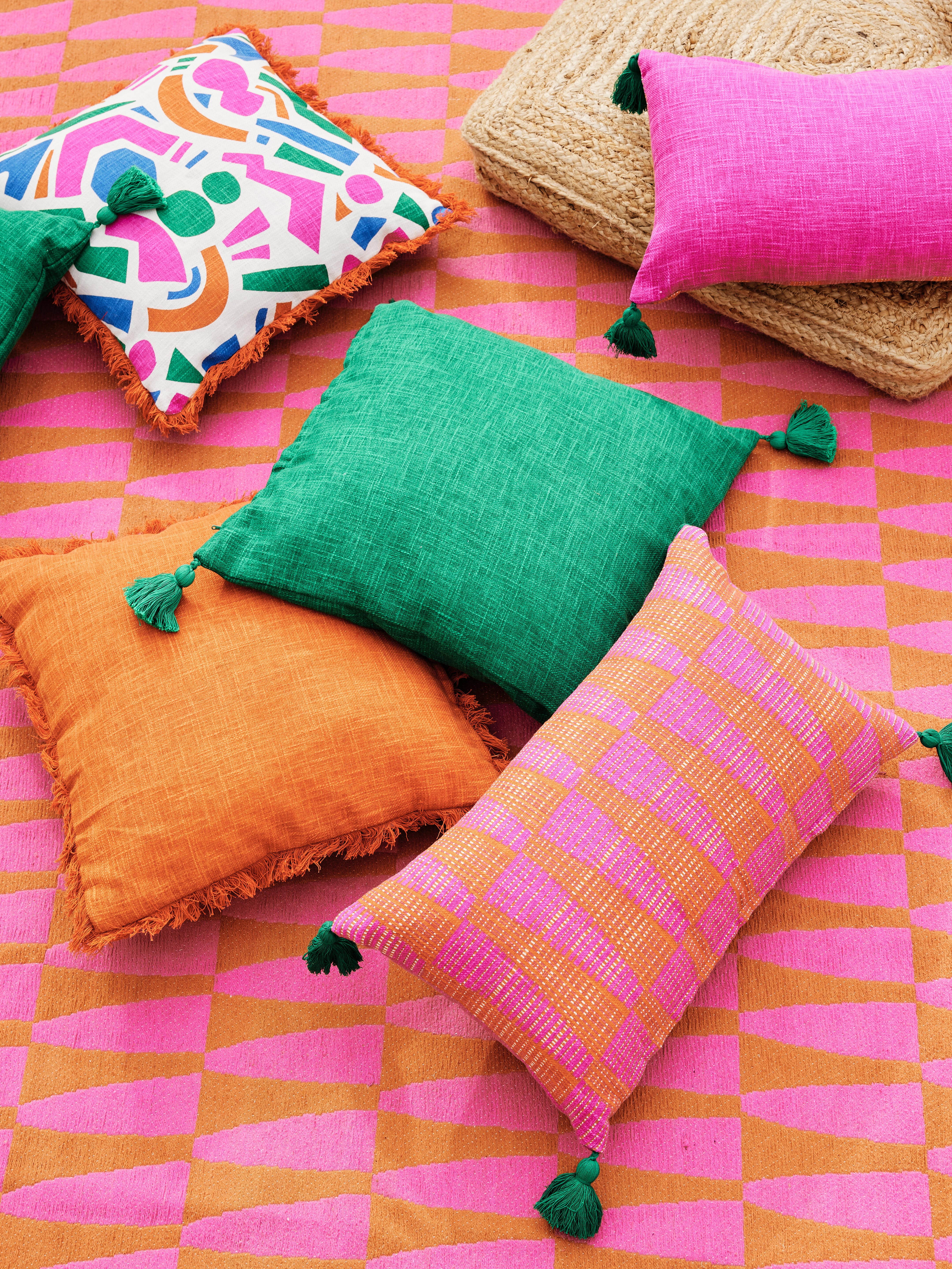 Tapis décoratif intérieur / extérieur orange rectangulaire, l.120 x L.170 cm Pes - 2