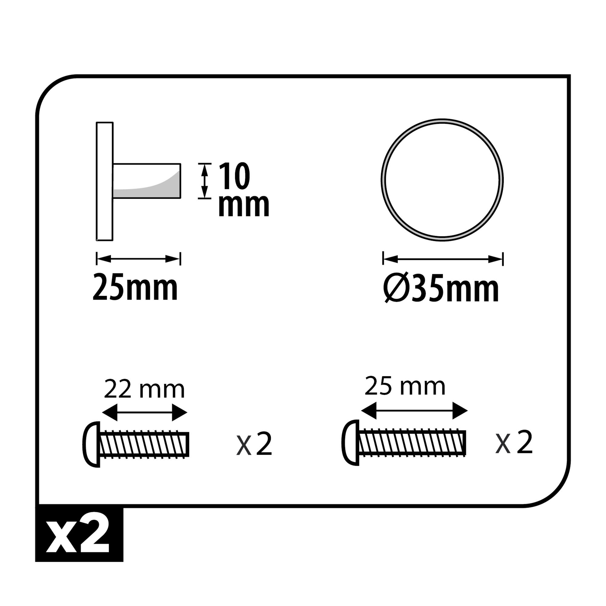 2 boutons de meuble ronds Jamy, aluminium laiton brossé, Diam.35 mm - 5
