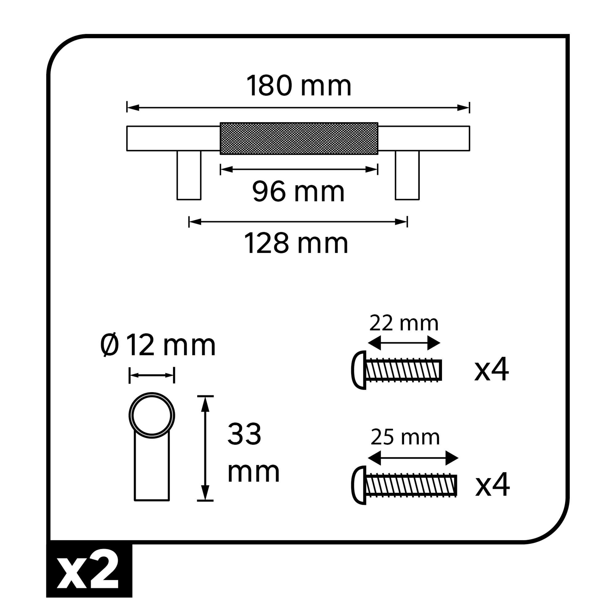 Lot de 2 poignées de meuble INSPIRE Axel, noir, Aluminium, entraxe 128 mm - 6
