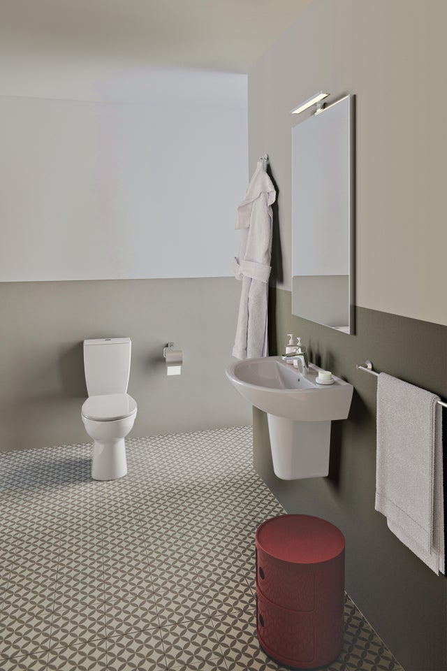 Lavabo sospeso semicerchio H 17.5 x P 47 cm in ceramica bianco lucido
