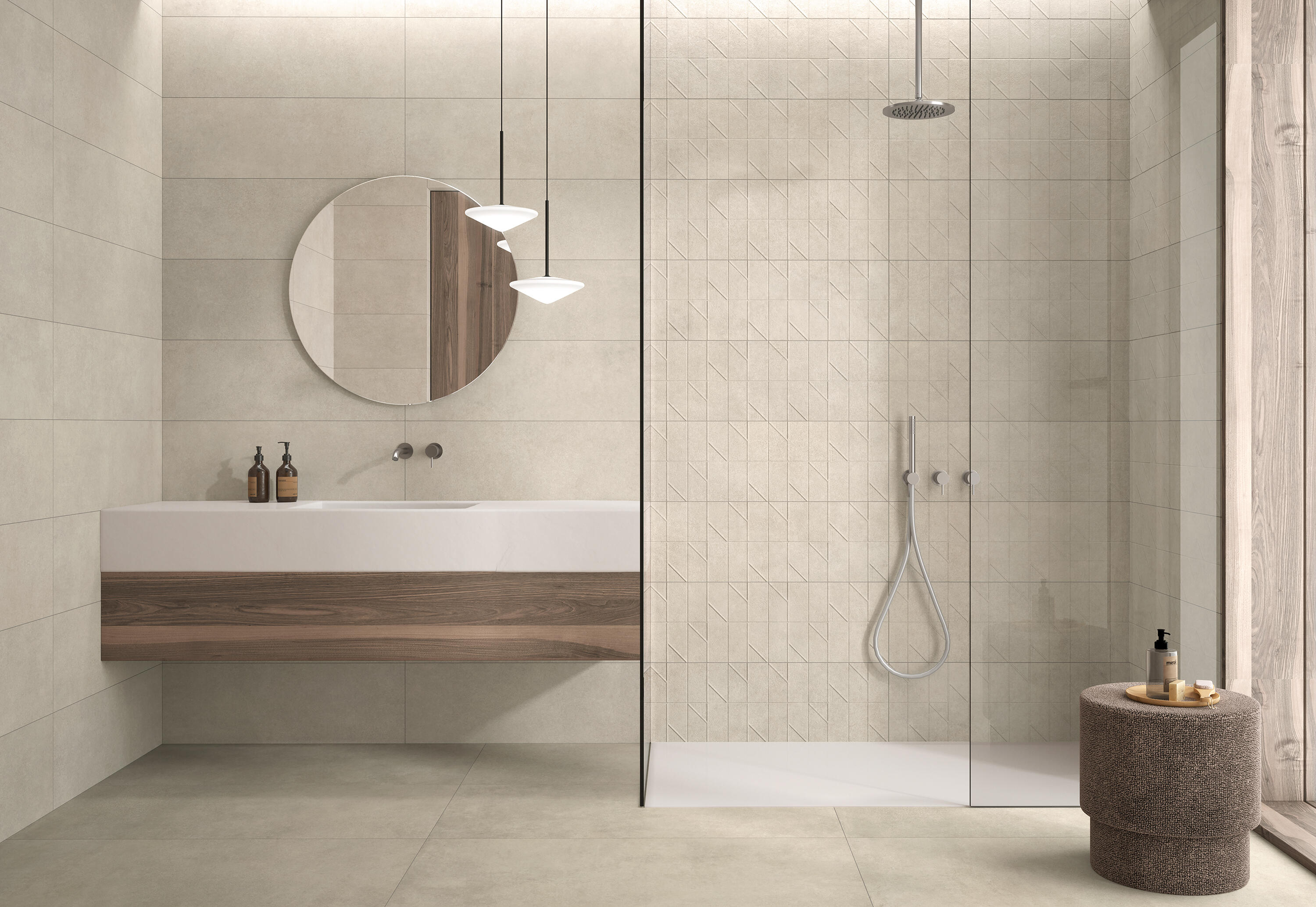 Suelo porcelánico cement efecto granito beige 60x120 cm c3