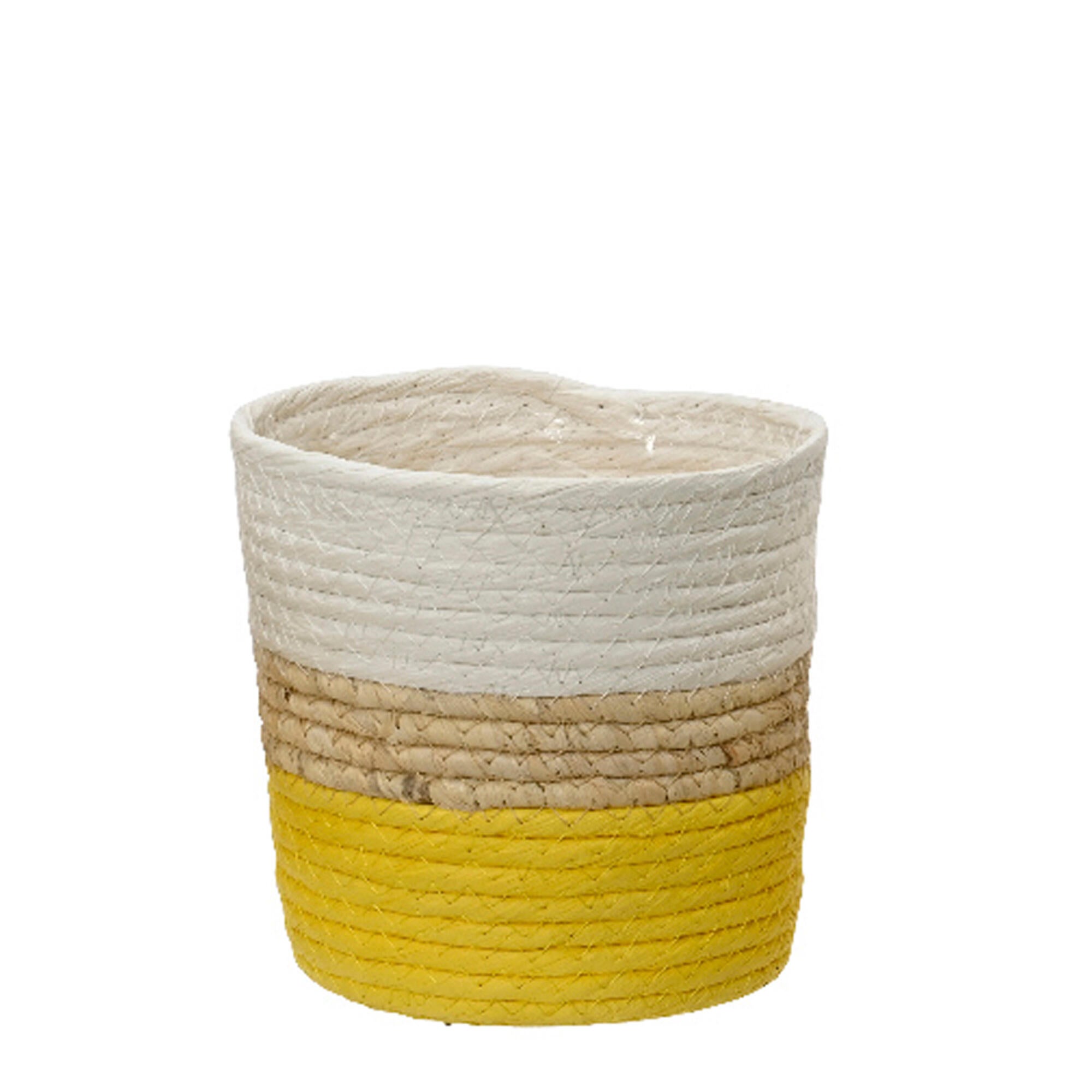 Cesto papel tejido amarillo 12 cm