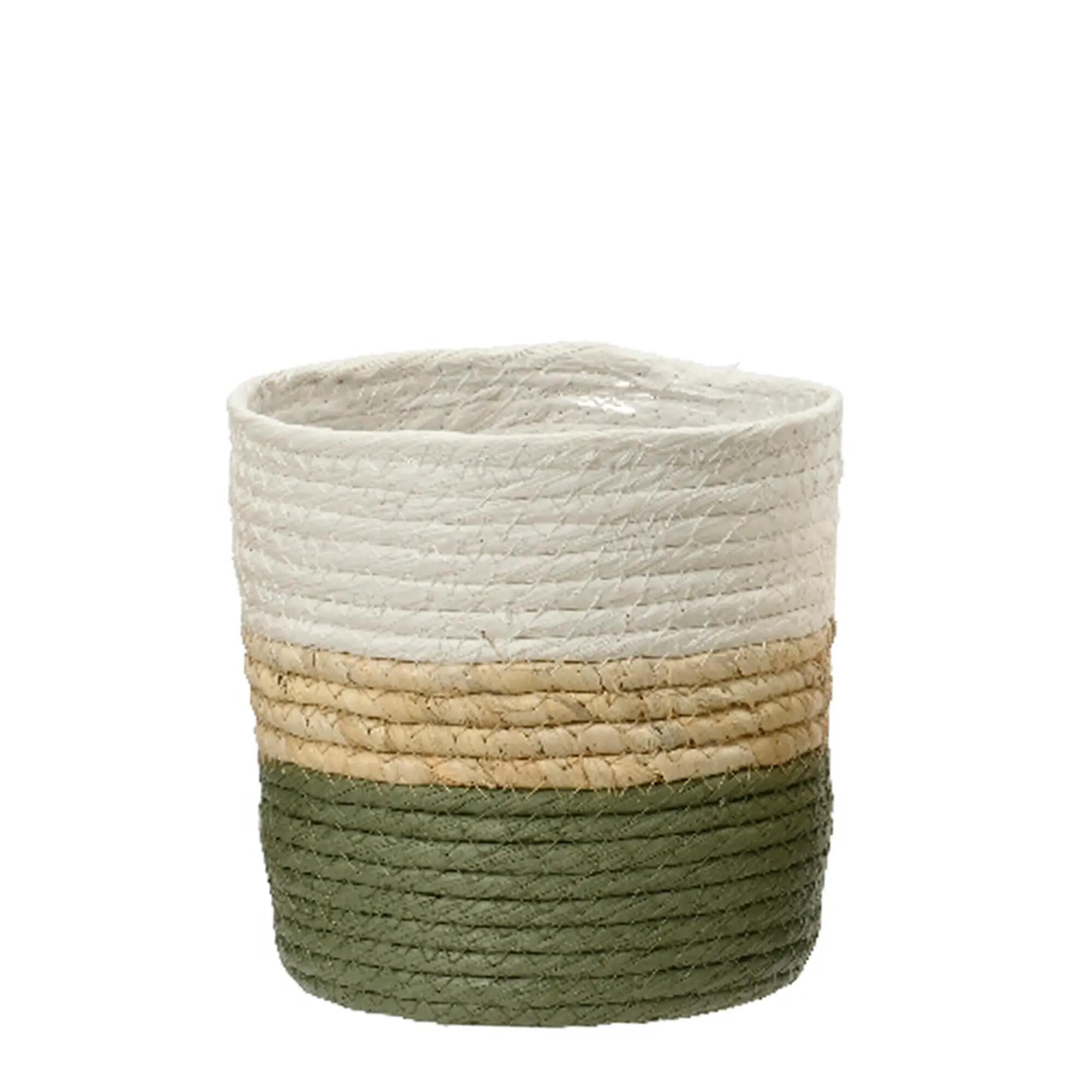 Cesto papel tejido verde 16cm