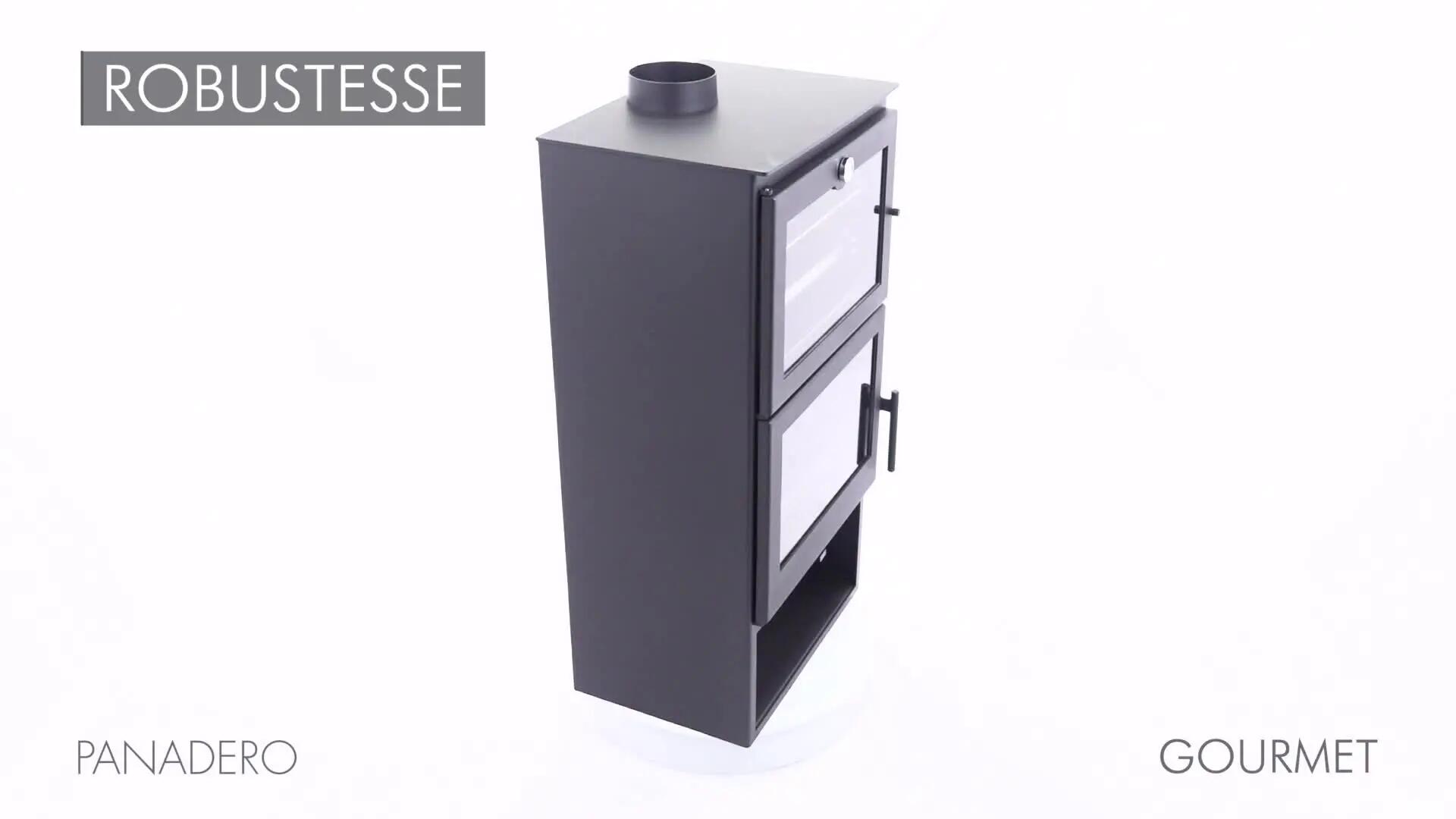 Poêle à bois avec four PANADERO Poele a bois gourmet ecodesign noir, 7.1 kW - 4