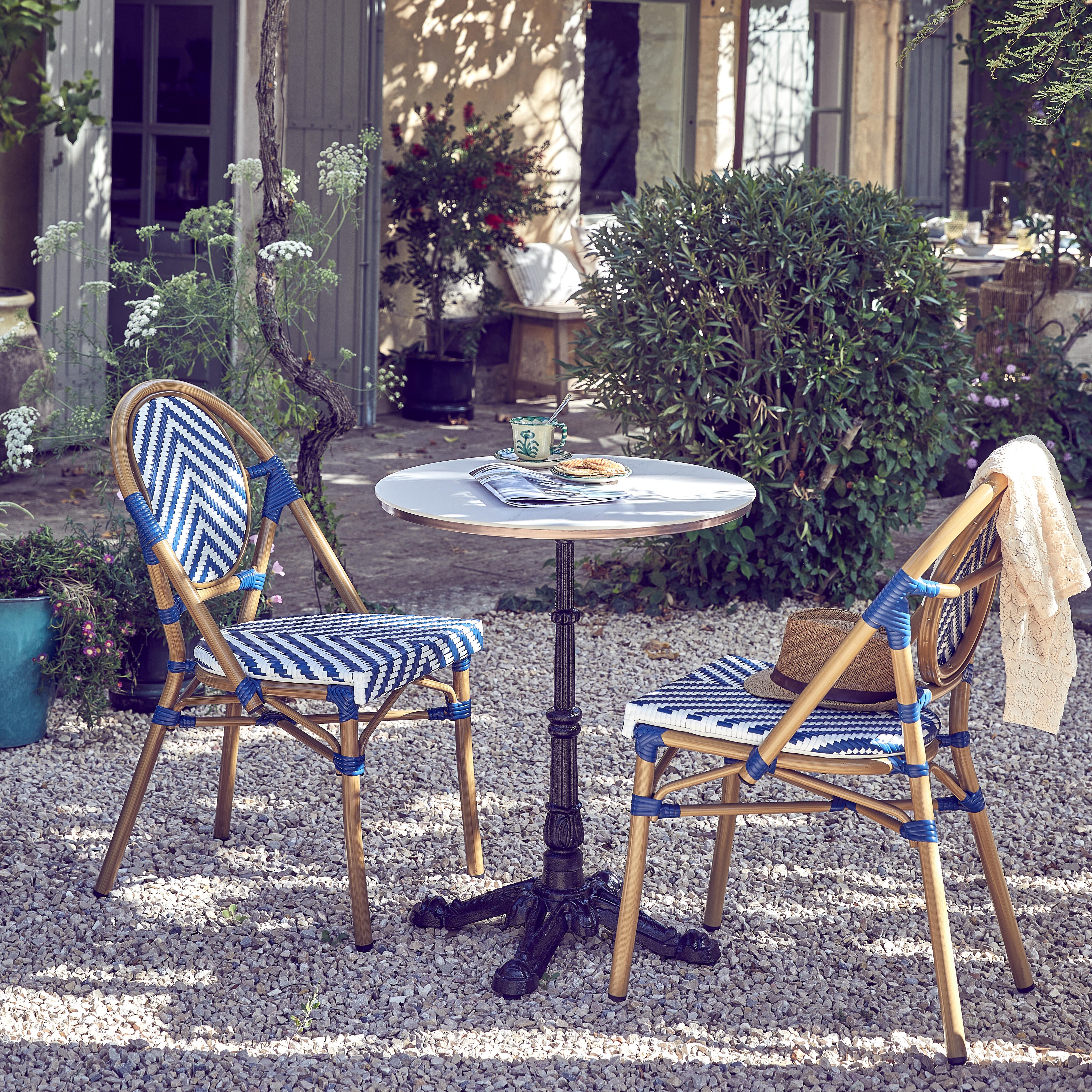 Chaise en aluminium et résine tressée, bleu et blanc Paris NATERIAL - 2