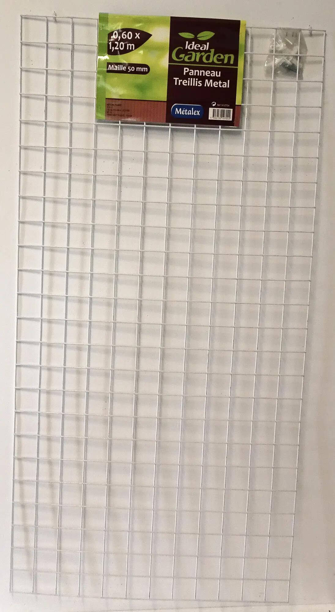 Panneau treillis métal blanc, maille 50mm, H.120cm x l.60cm, Ideal Garden - 5