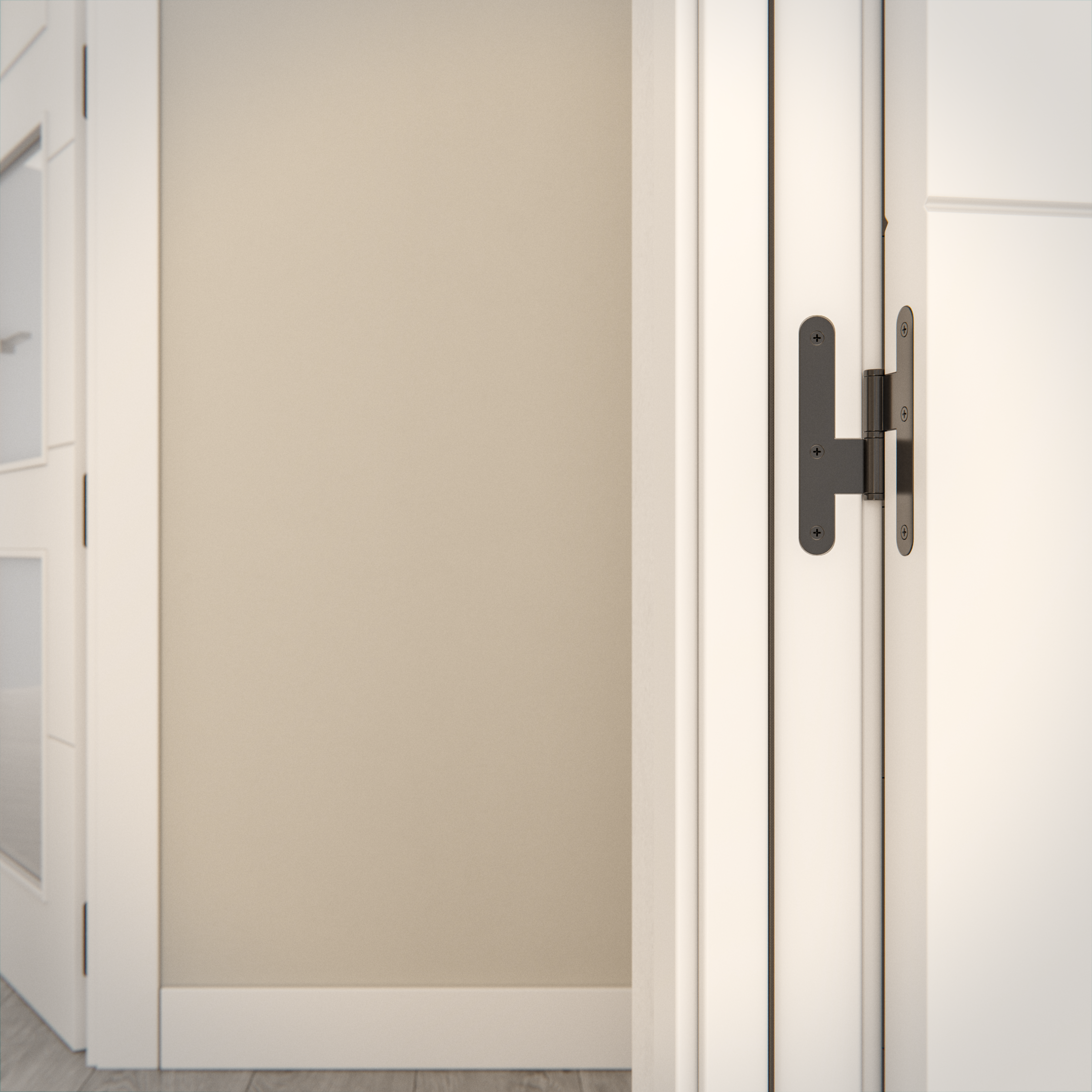 Puerta de interior abatible con cristal maciza lacada Line Plus Lucerna Black blanco apertura derecha cerco de 7x3 anchura 72.5cm - 3