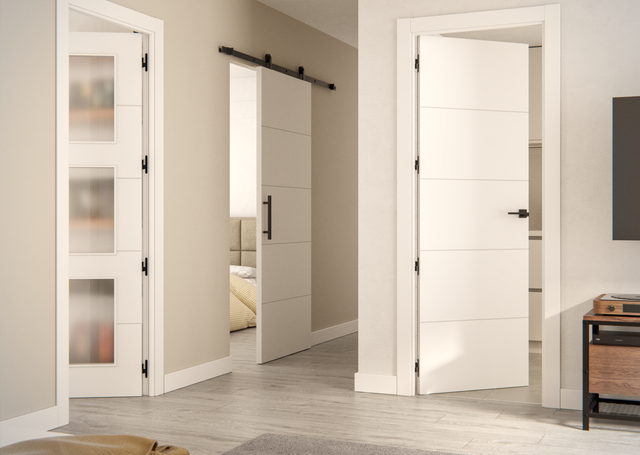 85284487 Puerta Lucerna Plus Black blanco de apertura izquierda con cristal 72.5 cm