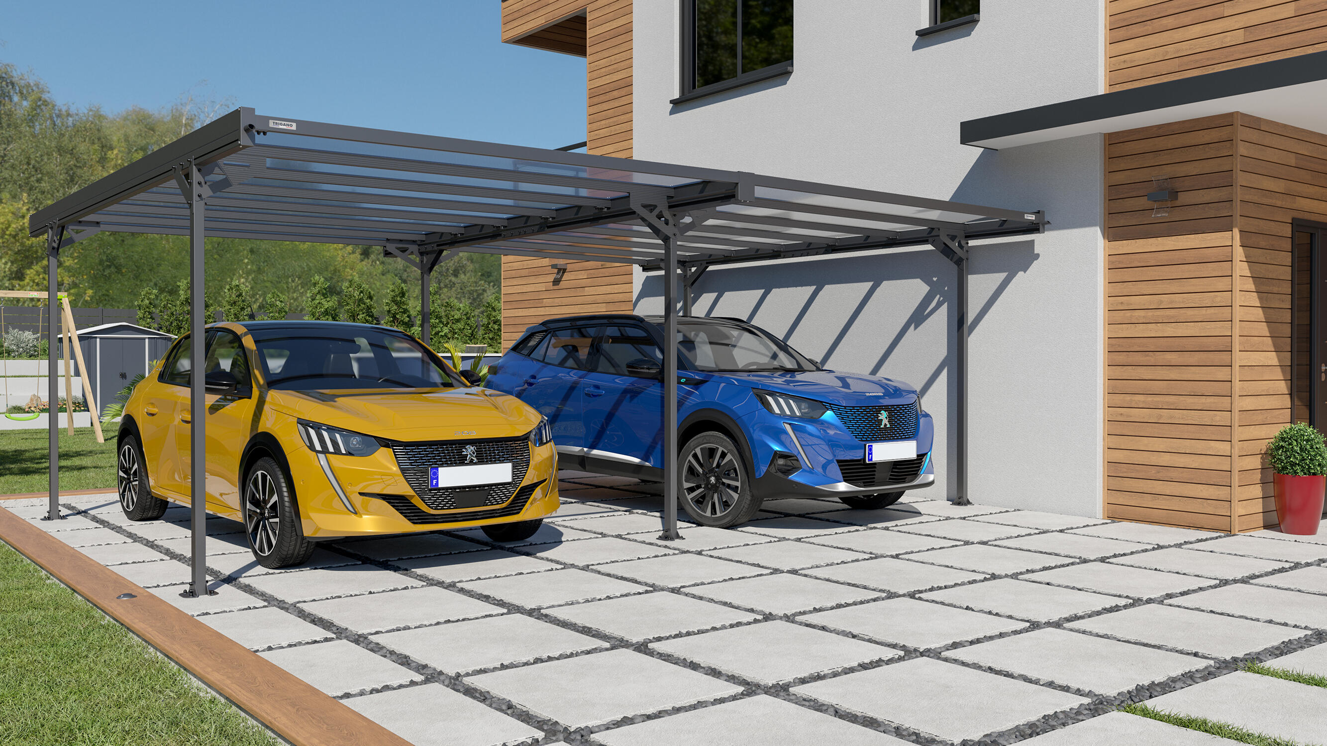 Carport aluminium TRIGANO 2 voitures, 29.35 m² - 3
