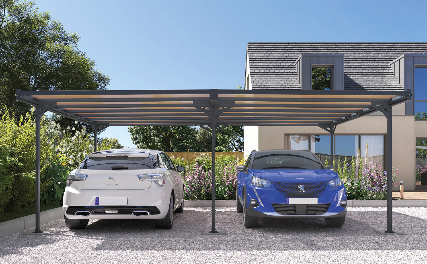 Carport aluminium TRIGANO 2 voitures, 29.35 m² - 2