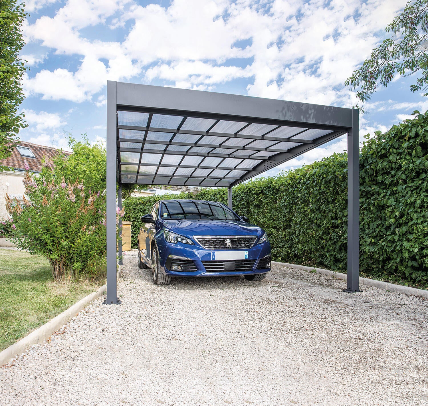 Carport aluminium TRIGANO 1 voiture, 15.65 m² - 2