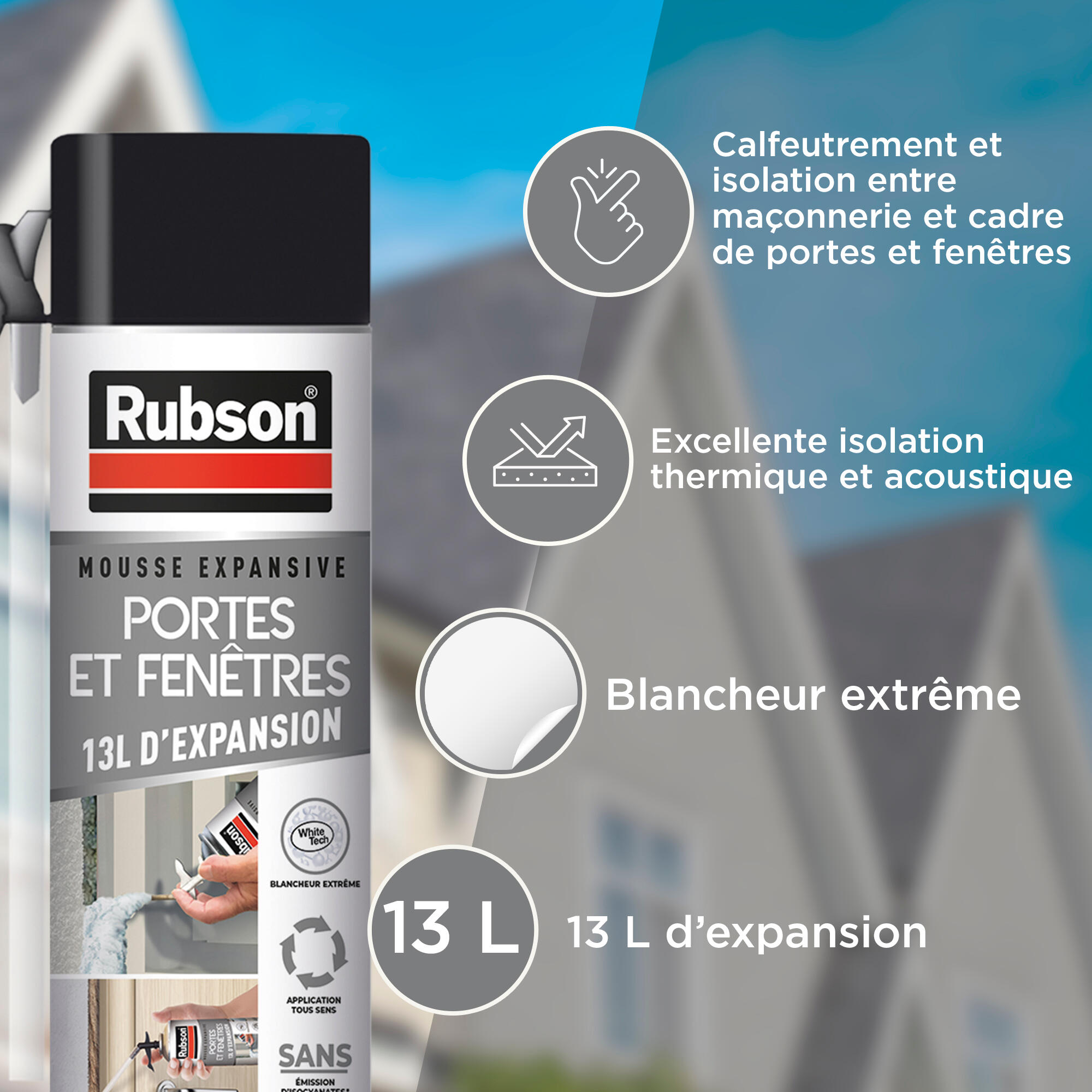 Mousse expansive Portes et fenêtres RUBSON blanc 500ml - 2