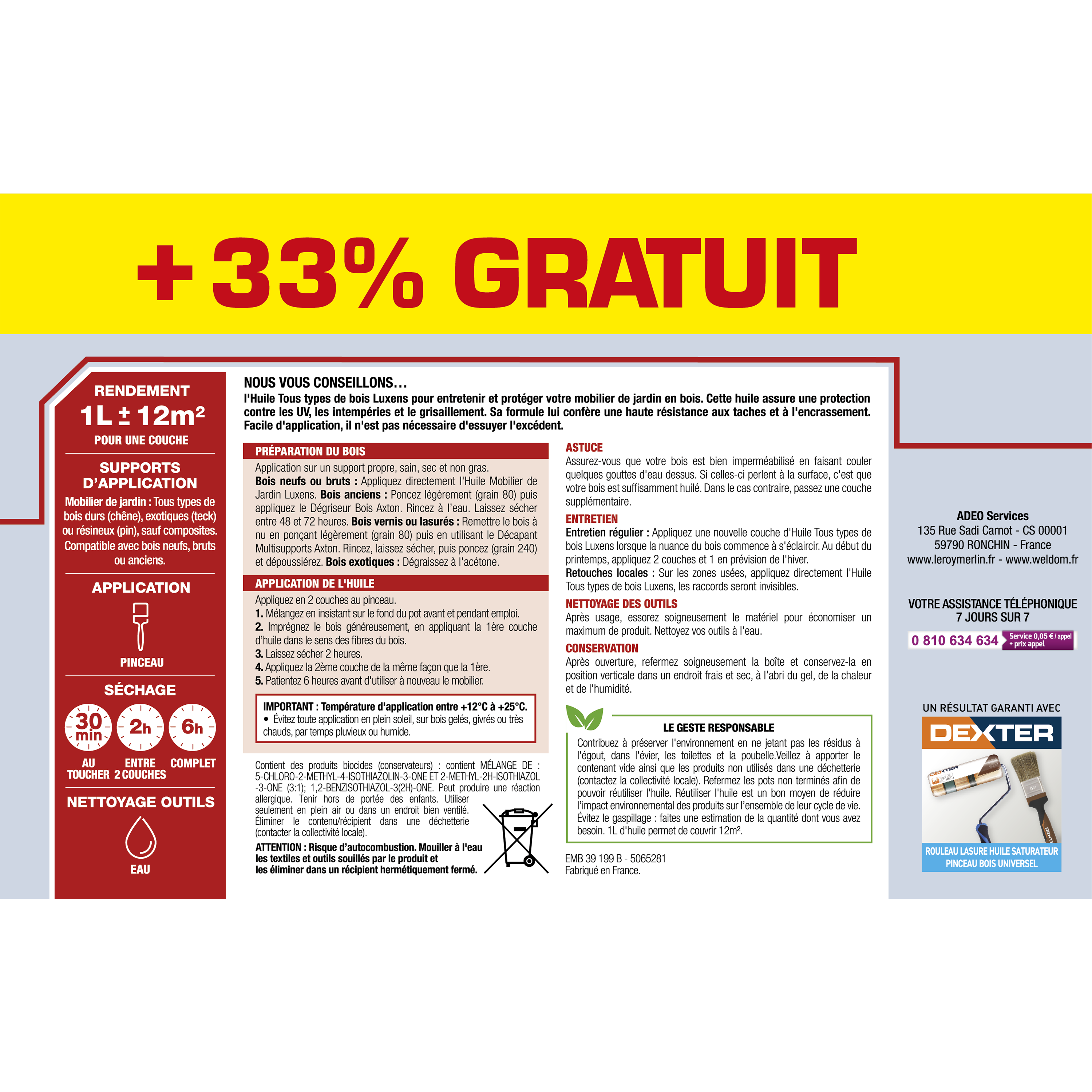 Huile pour bois extérieur LUXENS Meuble de jardin incolore mat 1 l - 6