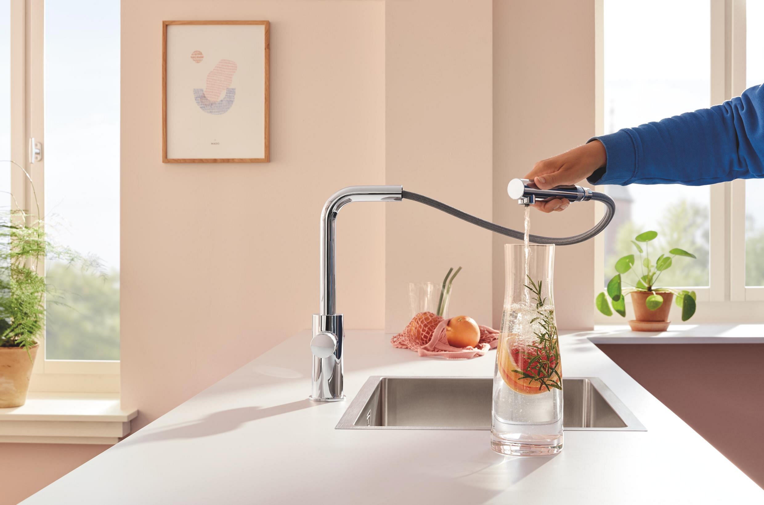 Rubinetto da cucina con doccetta a l BLUE PURE MINTA argento cromato lucido GROHE - 7