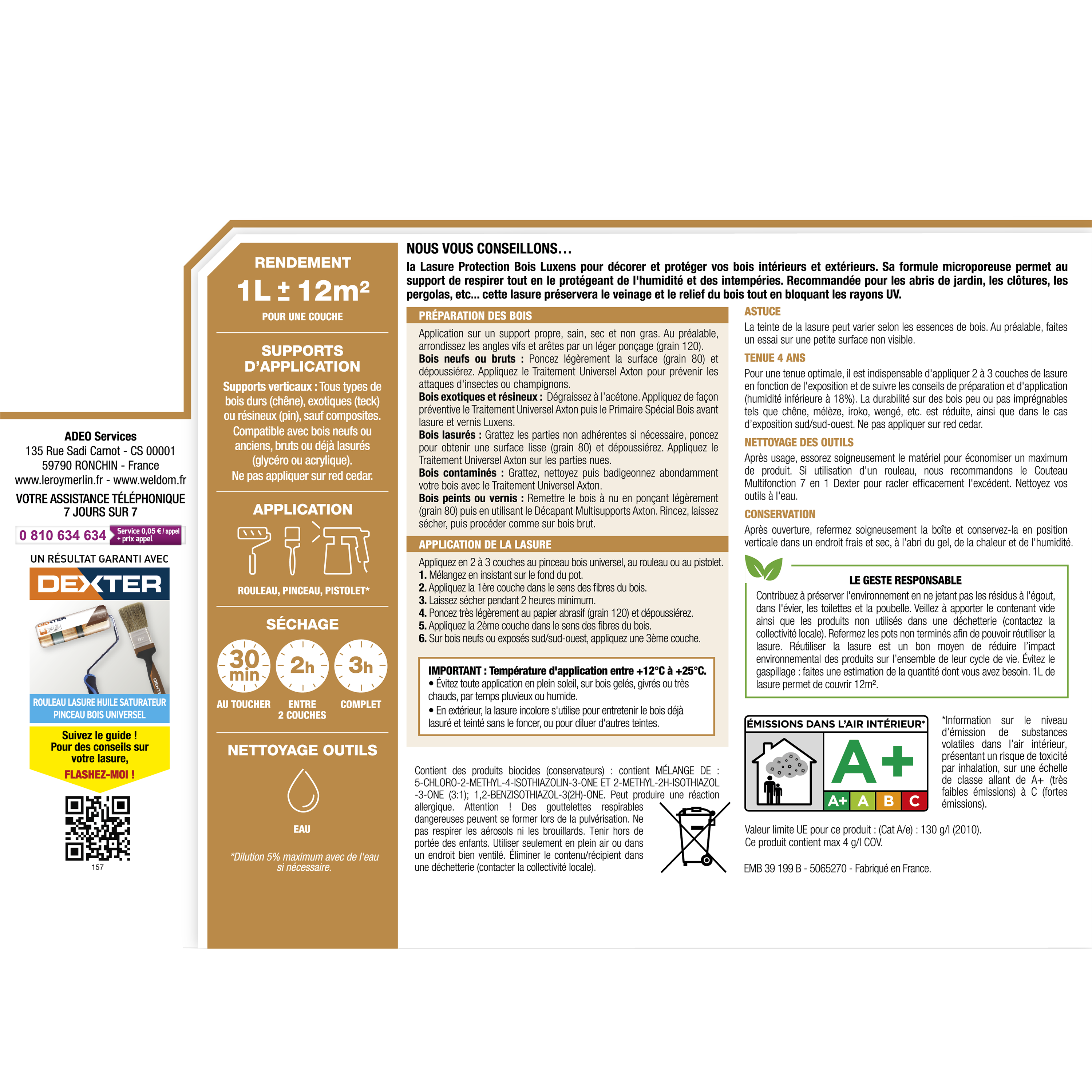 Lasure LUXENS , 4 ans chêne clair satiné 1 l - 6