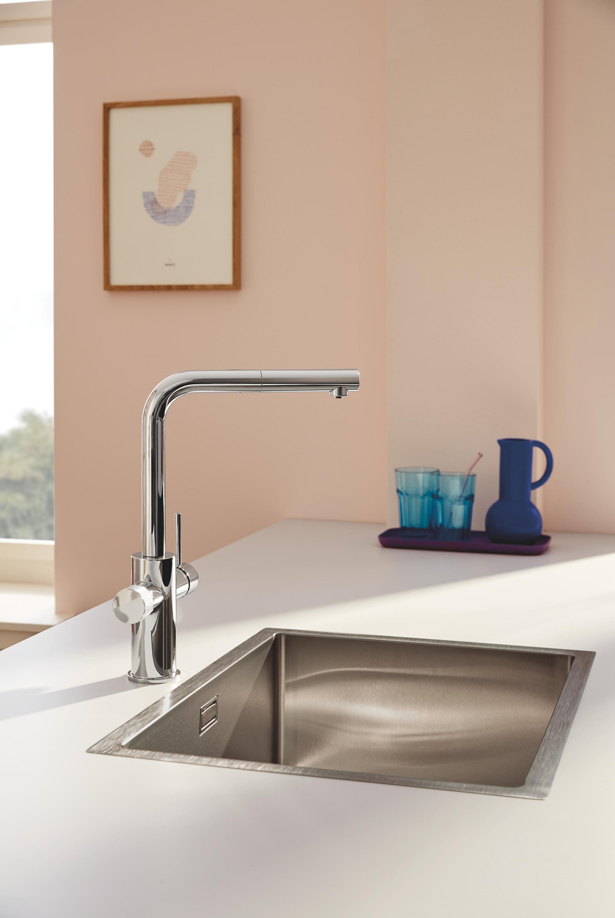 Rubinetto da cucina con doccetta a l BLUE PURE MINTA argento cromato lucido GROHE - 6
