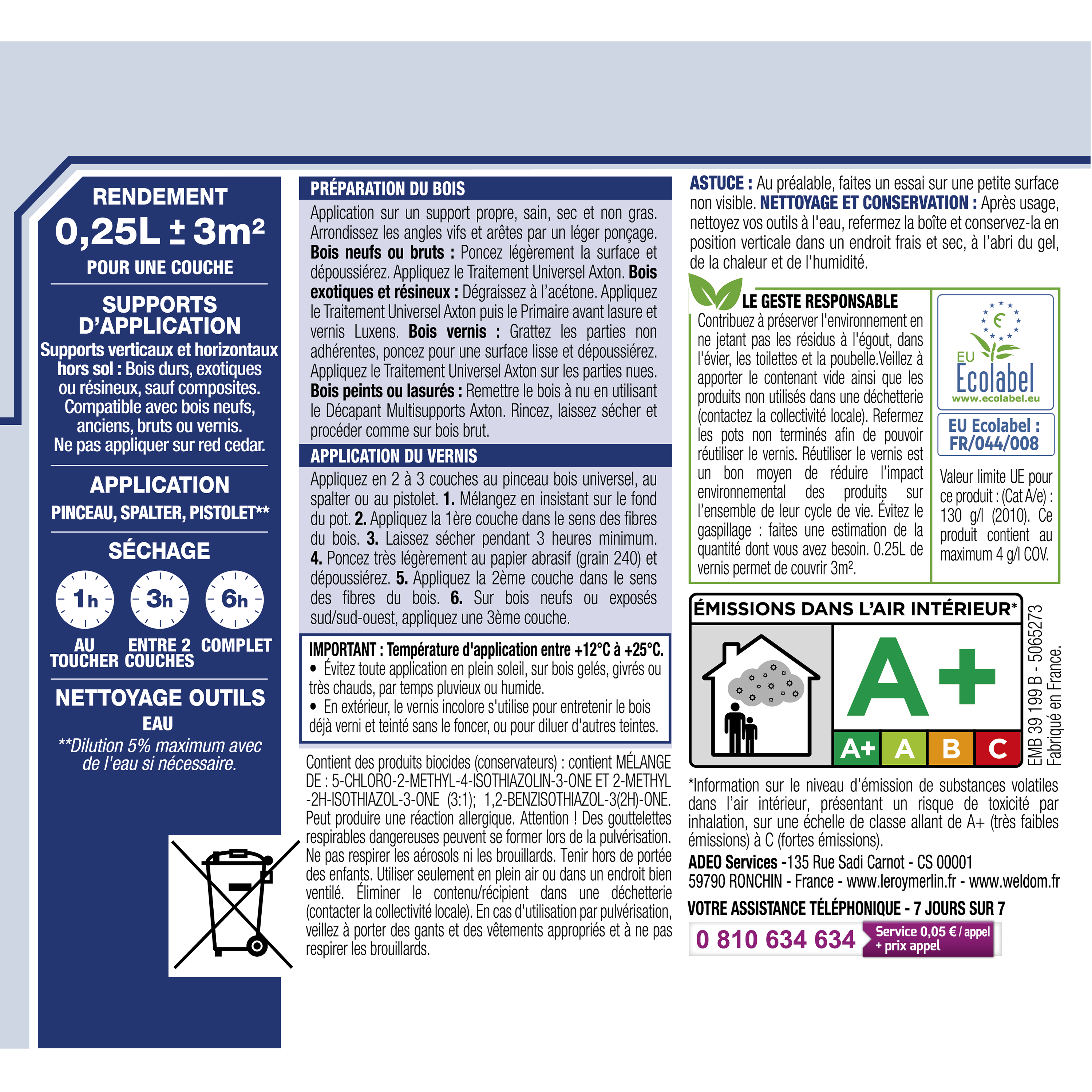 Vernis pour bois extérieur LUXENS Haute protection chêne foncé satiné 0.25 l - 6