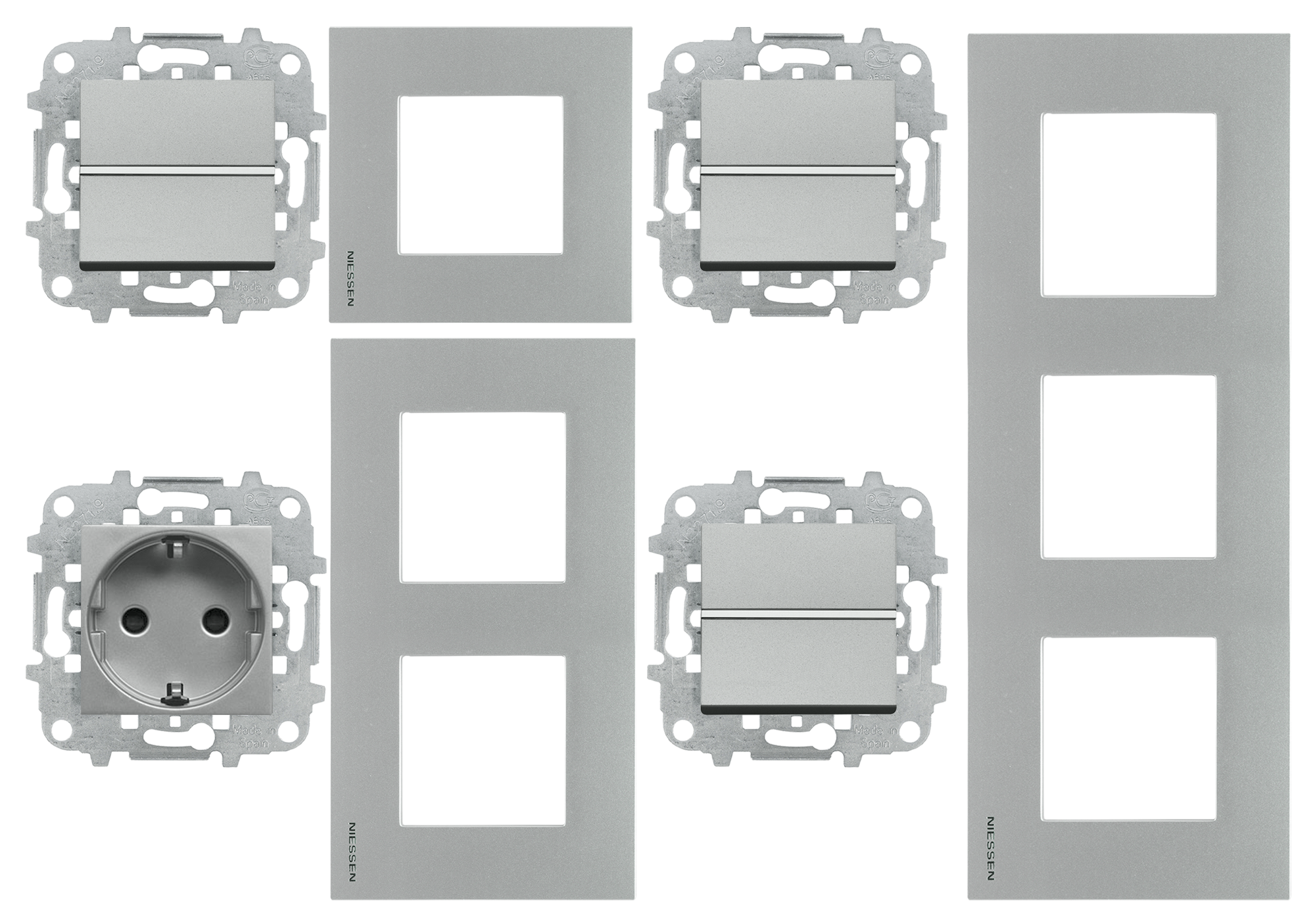 Pack reforma interruptores y enchufes para vivienda 3 habitaciones zenit plata