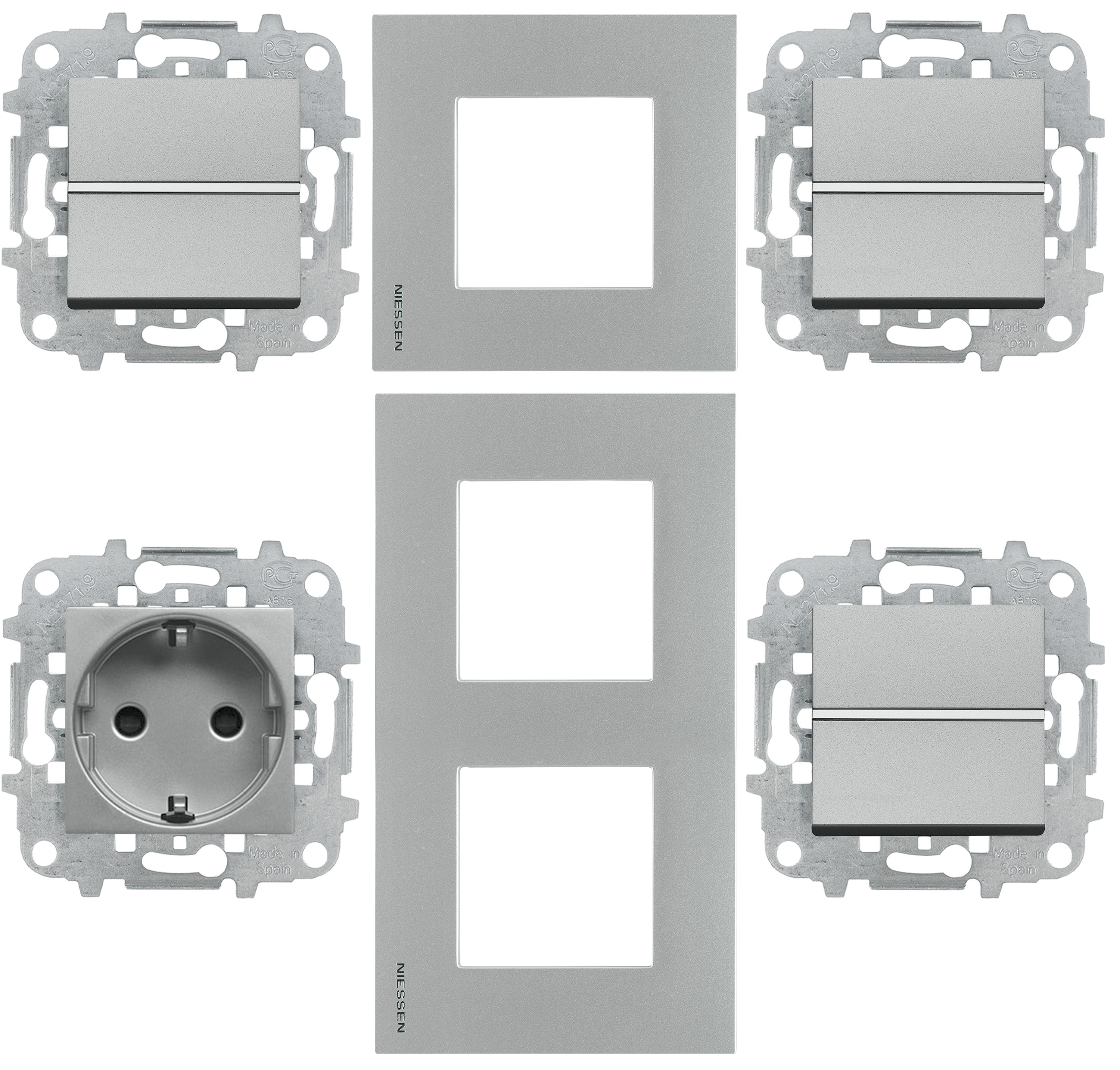 Pack reforma interruptores y enchufes para vivienda 2 habitaciones zenit plata