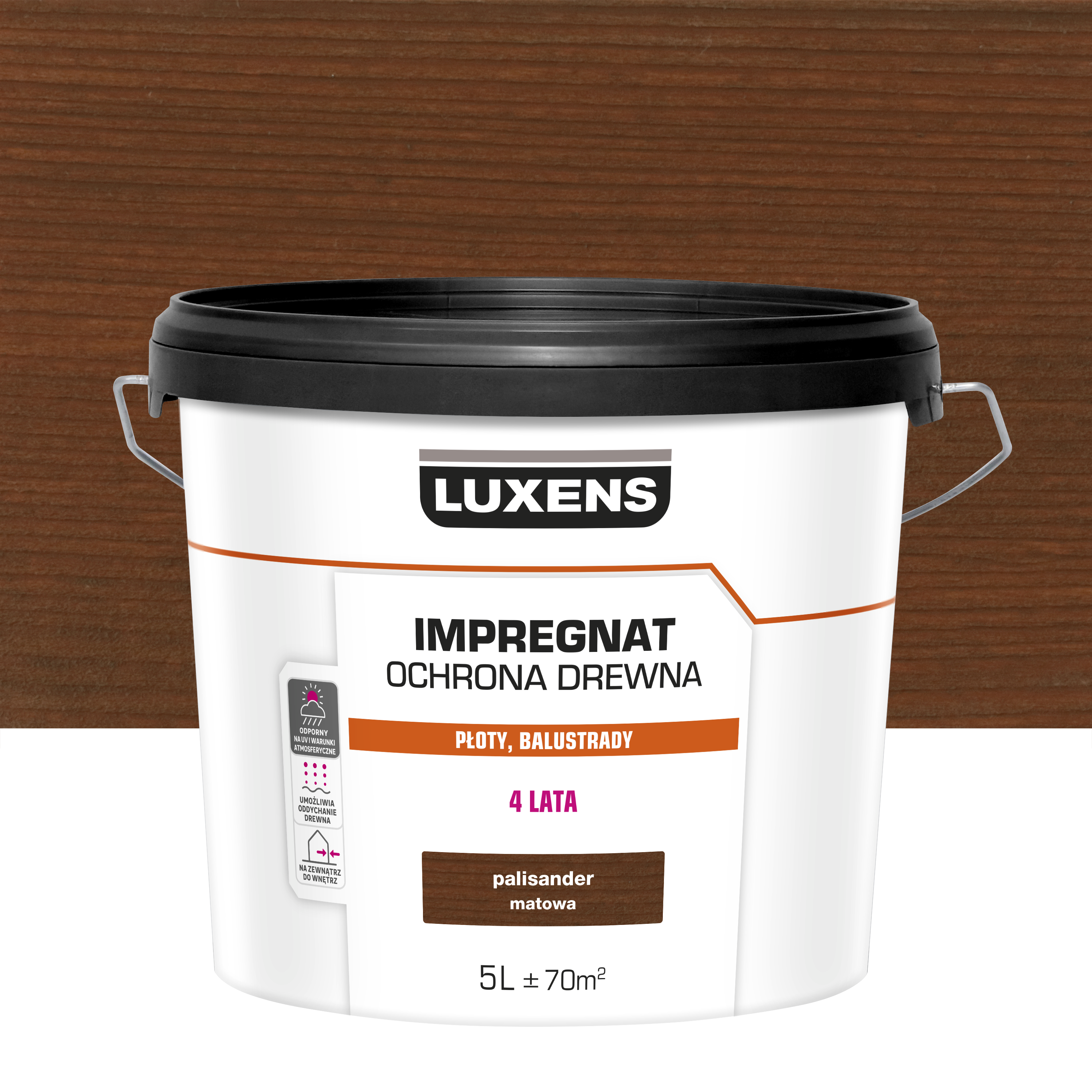Impregnat do drewna dekoracyjny Palisander mat 5 l Luxens