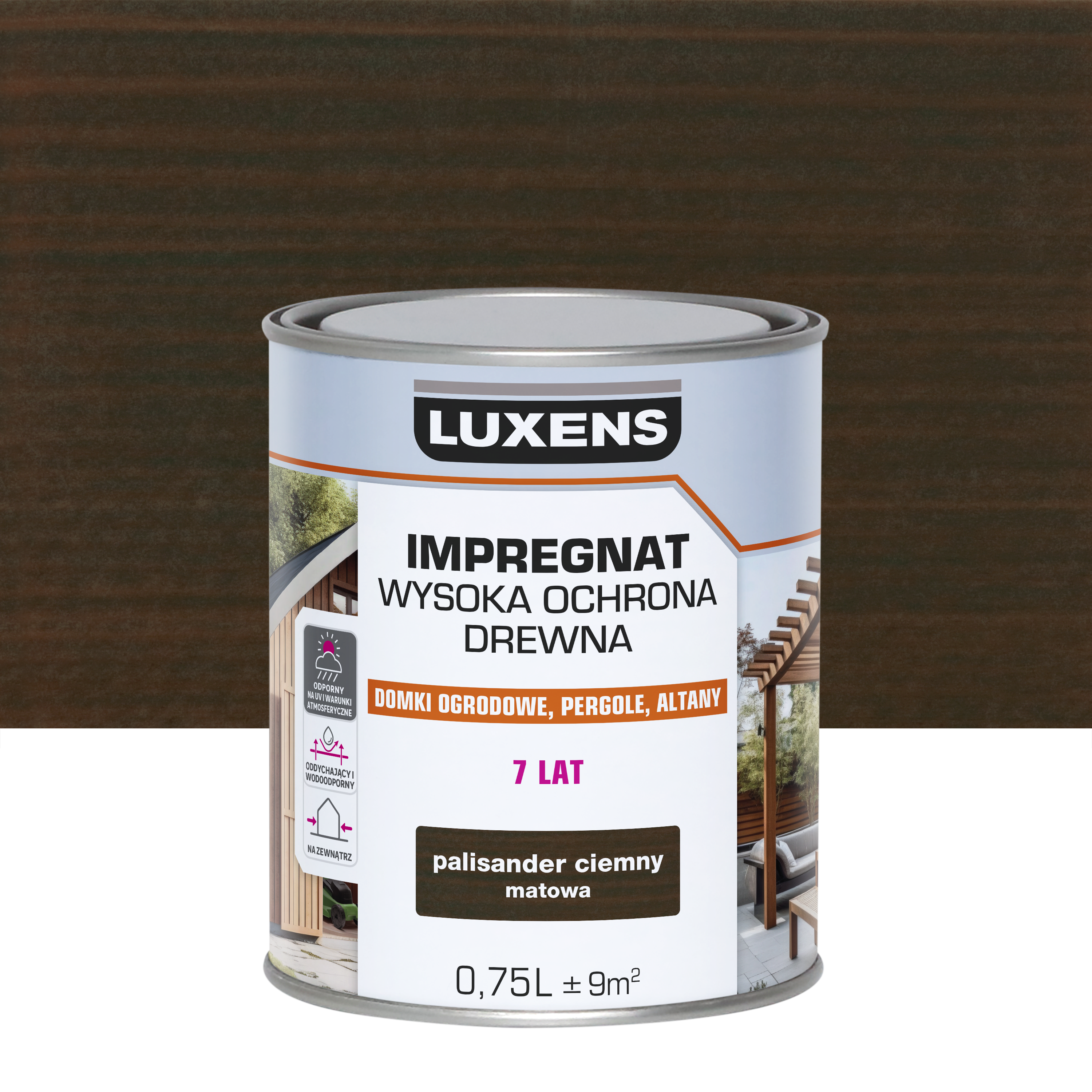 Impregnat do drewna Wysoka ochrona 0.75 l Palisander ciemny Luxens