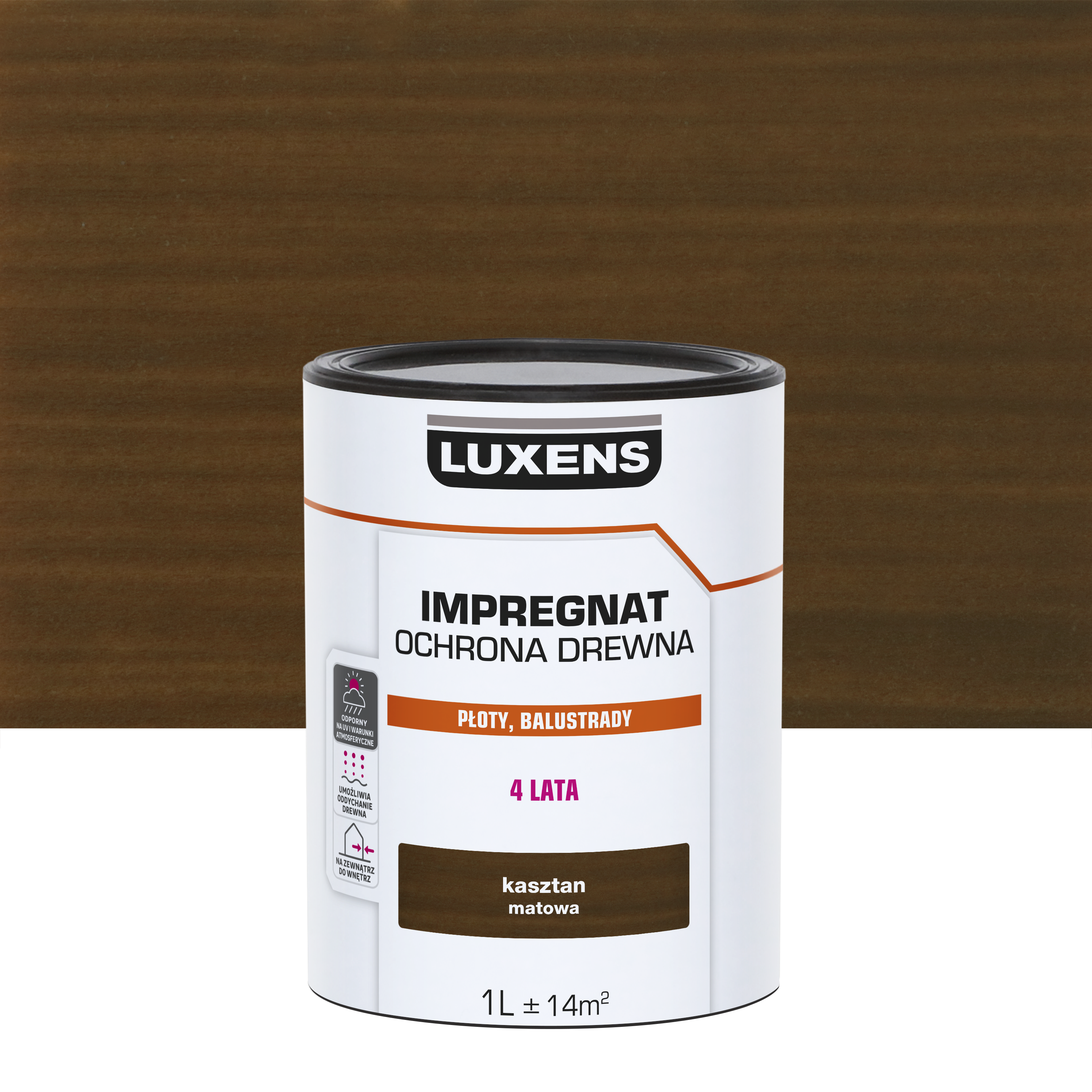 Impregnat do drewna dekoracyjny Kasztan mat 1 l Luxens