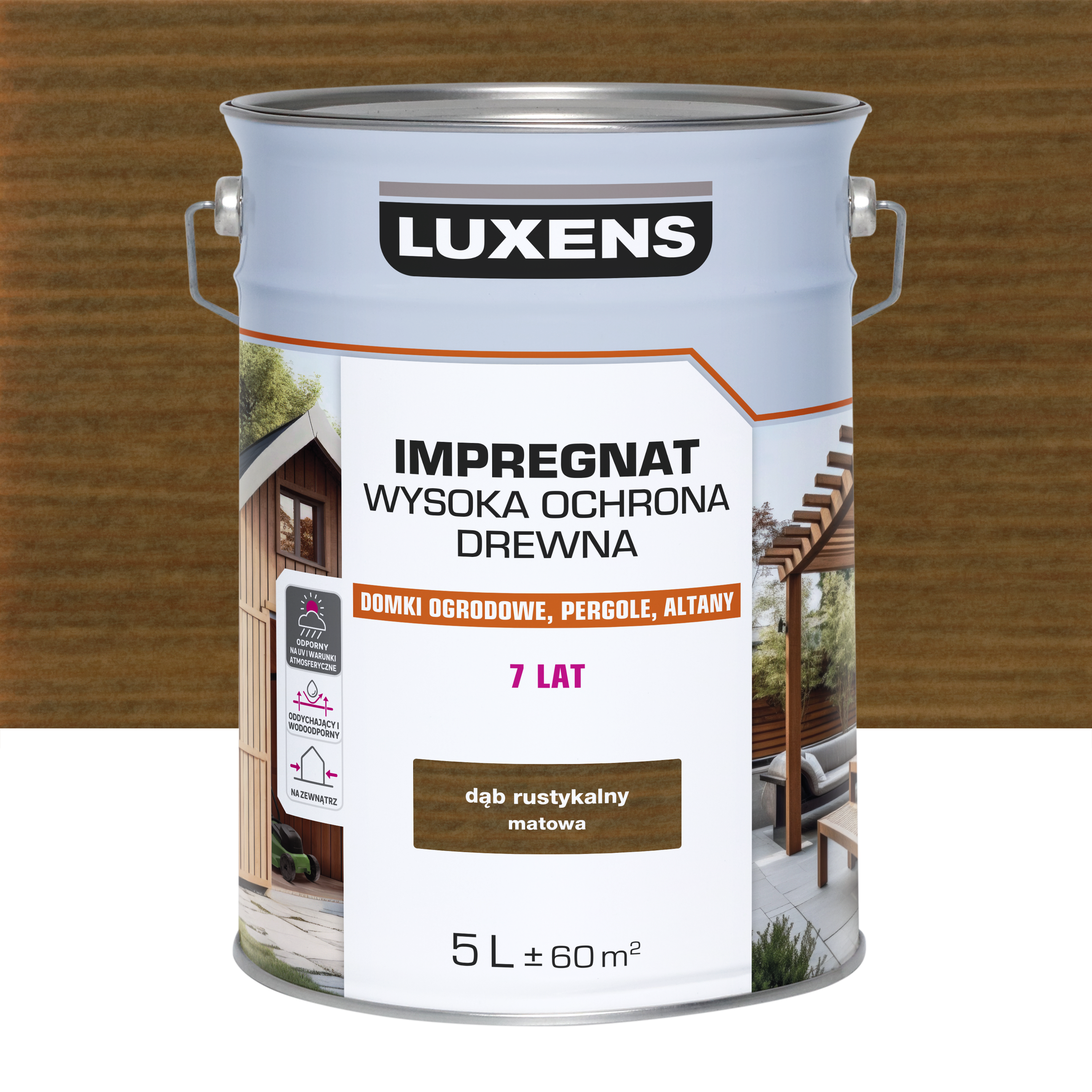 Impregnat do drewna wysoka ochrona Dąb rustykalny mat 5 l Luxens