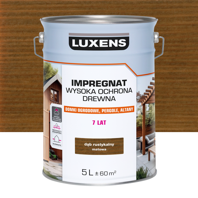 Impregnat do drewna wysoka ochrona Dąb rustykalny mat 5 l Luxens