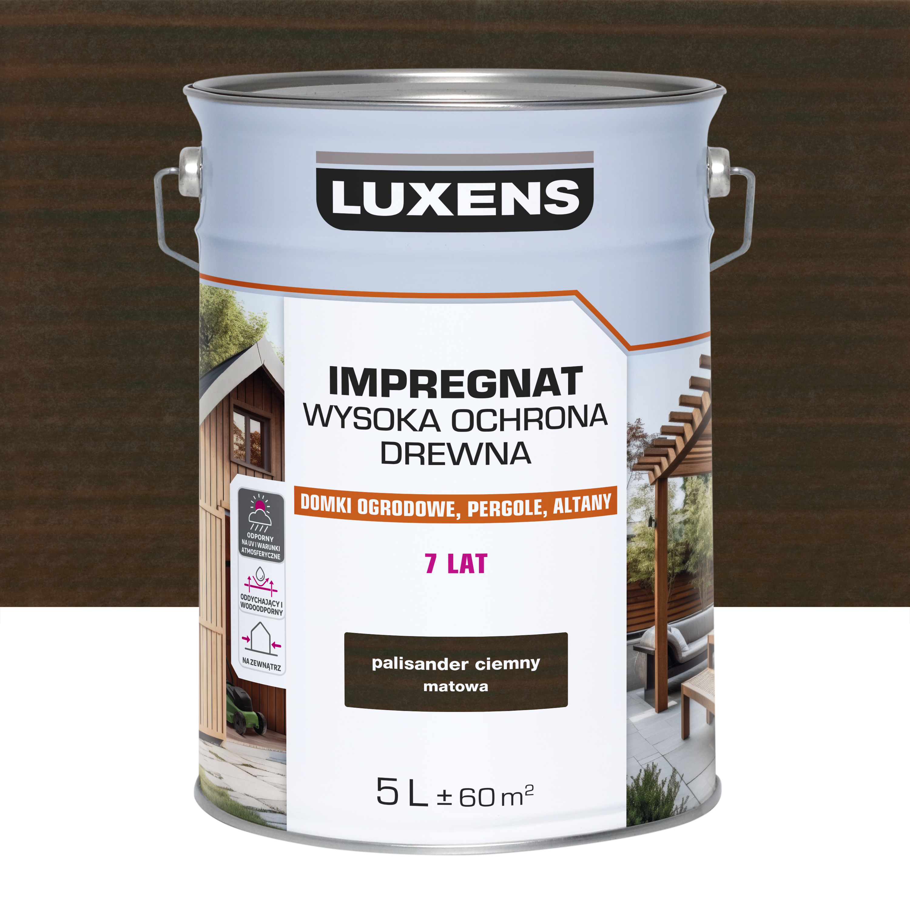 Impregnat do drewna Wysoka ochrona Palisander mat 5 l Luxens