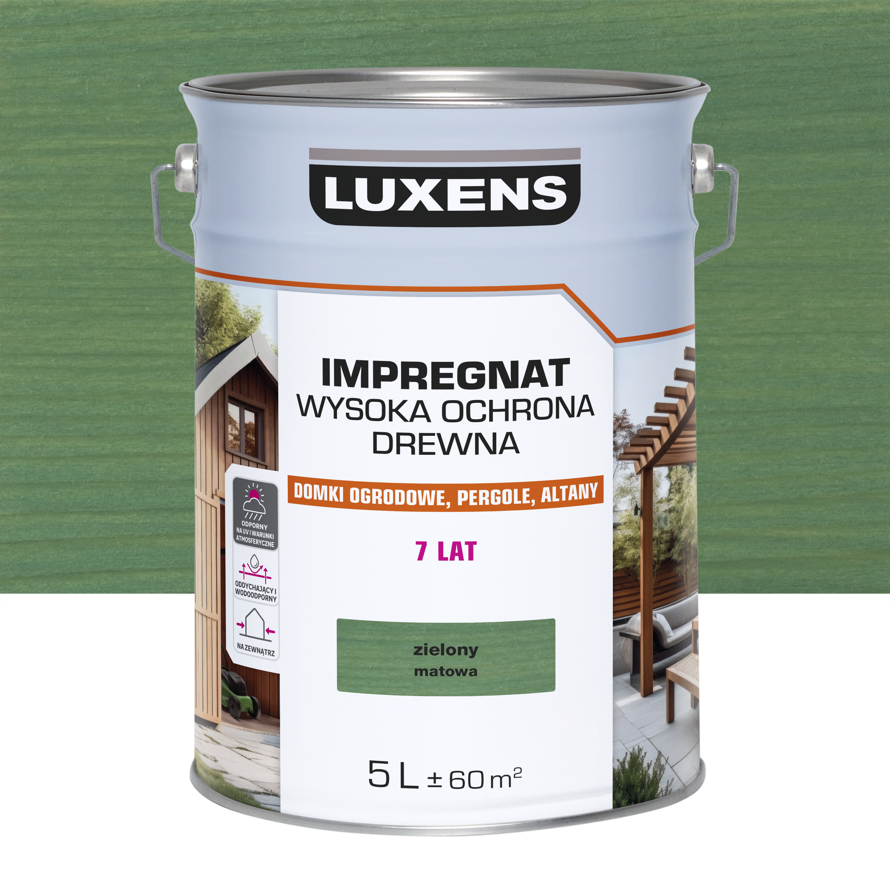 Impregnat do drewna Wysoka ochrona Zielony mat 5 l Luxens